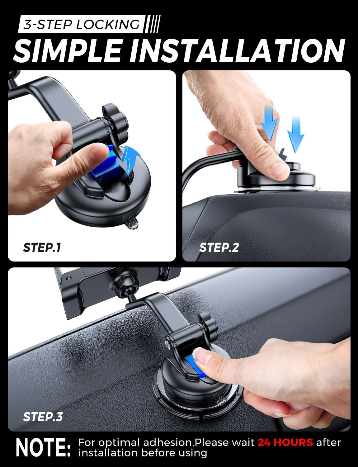eSamcore Tablet Holder for Car Dashboard, Windshield Mount Holder for iPad & Foldable Phone Stand with Stable 360° Adjustable Clamp Car Gadgets & Accessories for iPad Air Pro Mini All 6”-11” Devices - Image 6