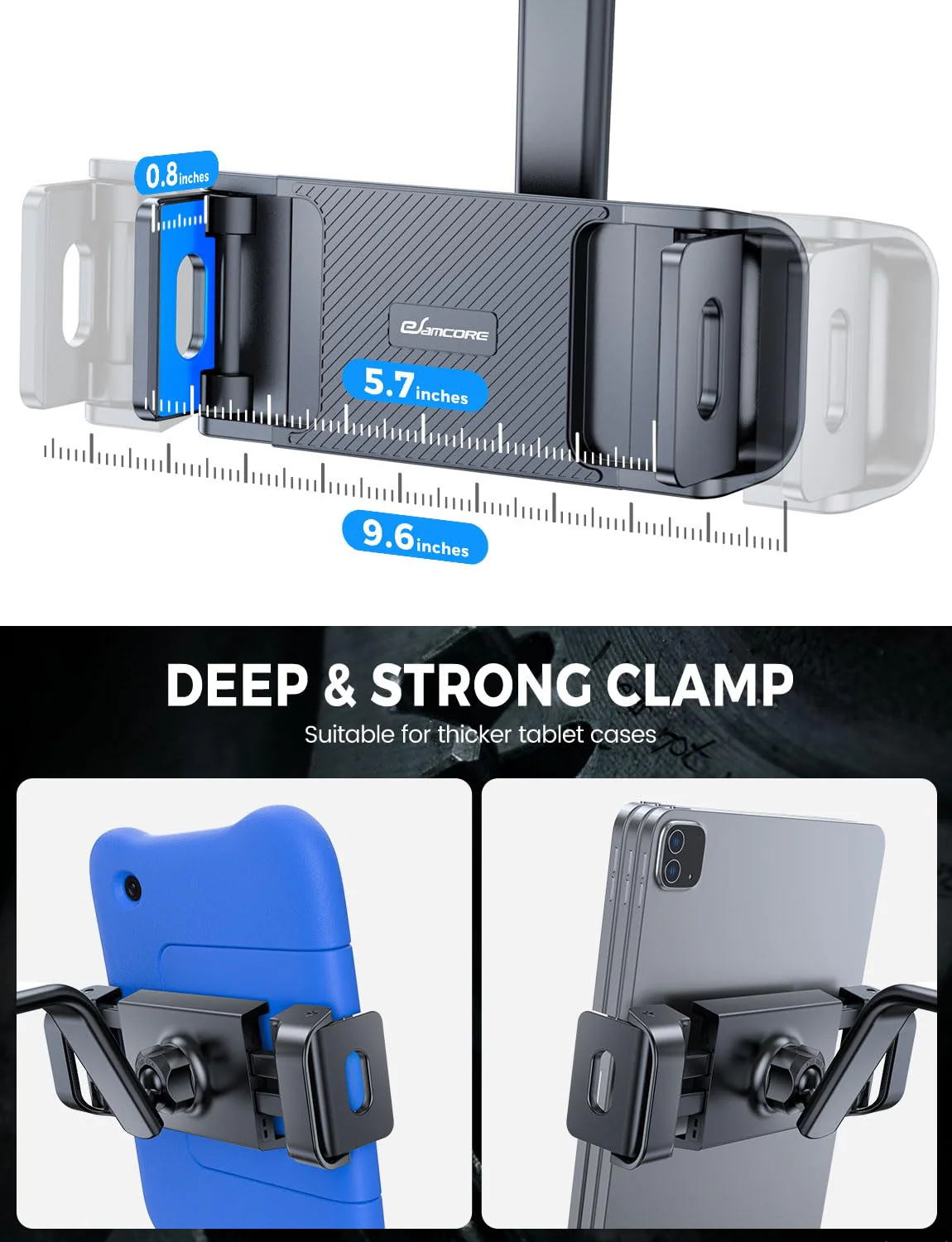eSamcore Tablet Holder for Car Dashboard, Windshield Mount Holder for iPad & Foldable Phone Stand with Stable 360° Adjustable Clamp Car Gadgets & Accessories for iPad Air Pro Mini All 6”-11” Devices - Image 8