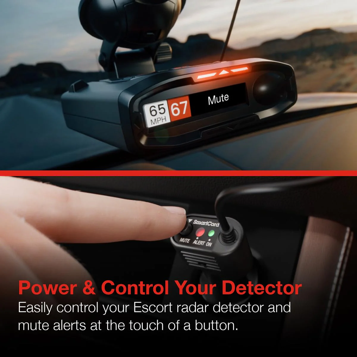 Escort Radar Detector SmartCord Straight Wire for MAX 360, MAX 360c, IX, IXc, 9500 IX, MAX II, MAX 3, MAX 4, MAX 360c MKII, MAX 360 MKII, MAXcam 360c, Redline 360c, Redline EX, and Additional Models Straight Wire - Red Light - Image 2