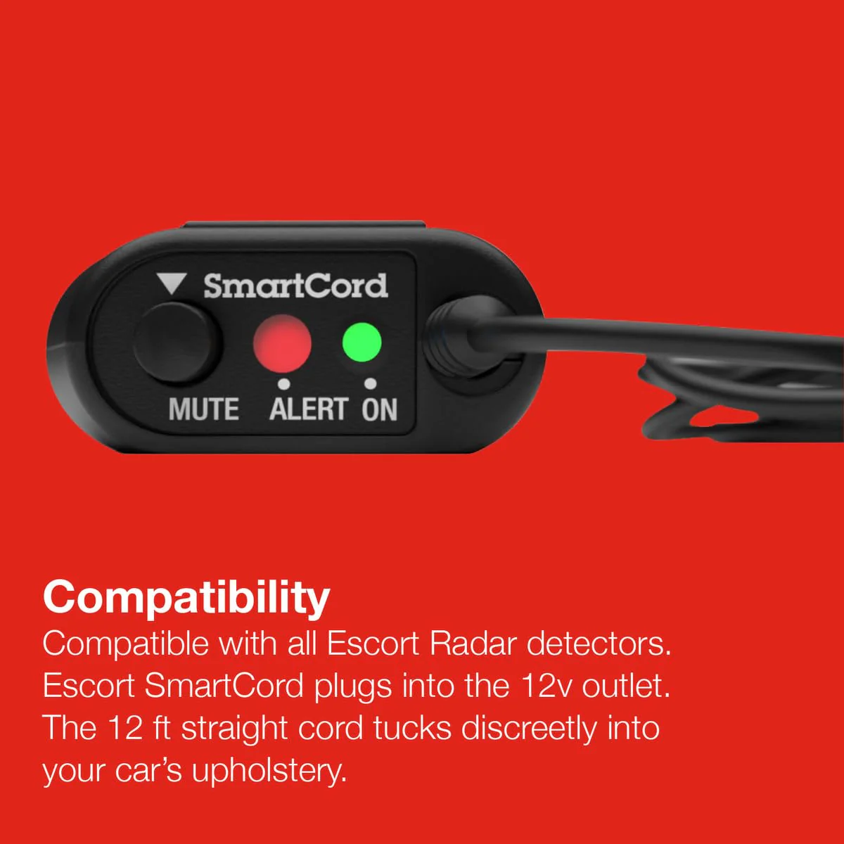 Escort Radar Detector SmartCord Straight Wire for MAX 360, MAX 360c, IX, IXc, 9500 IX, MAX II, MAX 3, MAX 4, MAX 360c MKII, MAX 360 MKII, MAXcam 360c, Redline 360c, Redline EX, and Additional Models Straight Wire - Red Light - Image 4