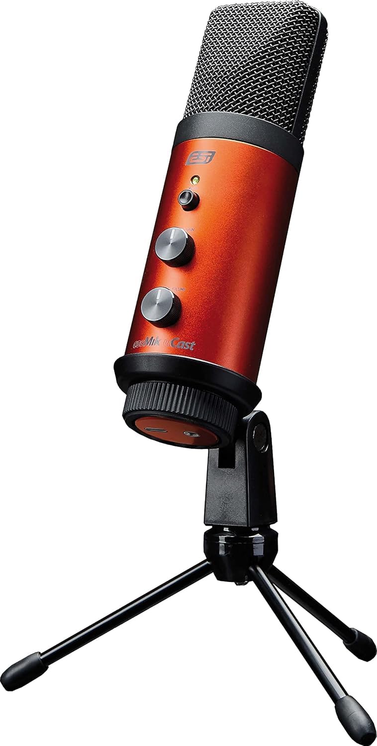 ESI cosMik uCast | USB Microphone, Cardioid Condenser Computer Microphone for Gaming, Streaming, Podcasting, 2m USB-C Cable, Mute Button, Built-in Headphone Jack, Gain Control, USB Mic for PC & Mac cosMik uCast USB Microphone