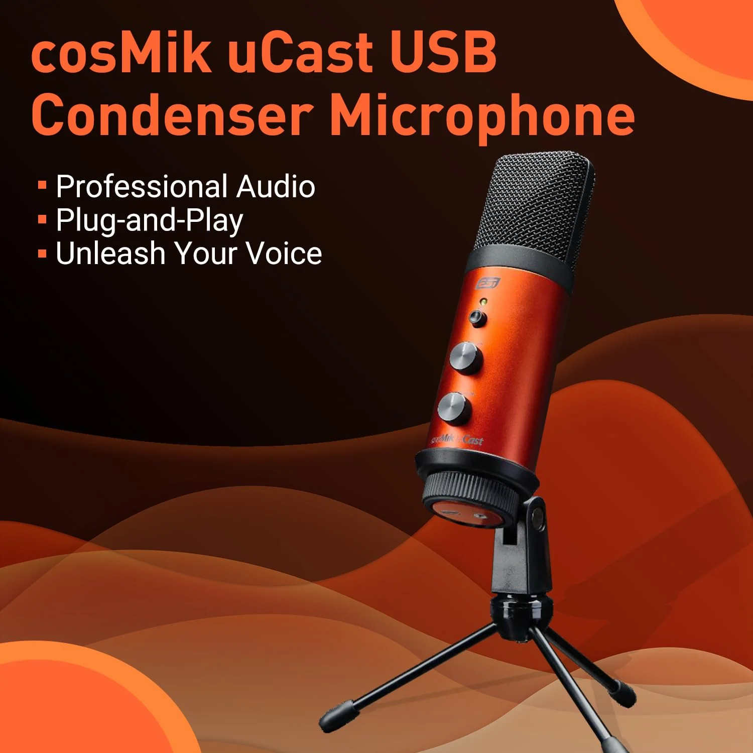 ESI cosMik uCast | USB Microphone, Cardioid Condenser Computer Microphone for Gaming, Streaming, Podcasting, 2m USB-C Cable, Mute Button, Built-in Headphone Jack, Gain Control, USB Mic for PC & Mac cosMik uCast USB Microphone - Image 3