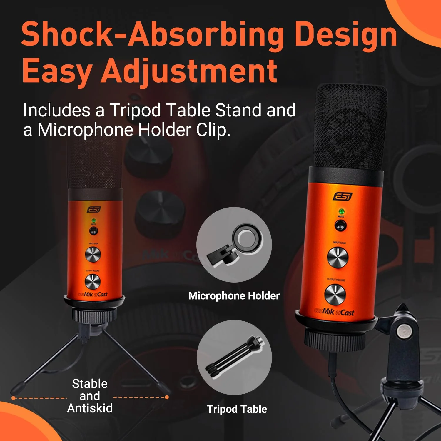 ESI cosMik uCast | USB Microphone, Cardioid Condenser Computer Microphone for Gaming, Streaming, Podcasting, 2m USB-C Cable, Mute Button, Built-in Headphone Jack, Gain Control, USB Mic for PC & Mac cosMik uCast USB Microphone - Image 7