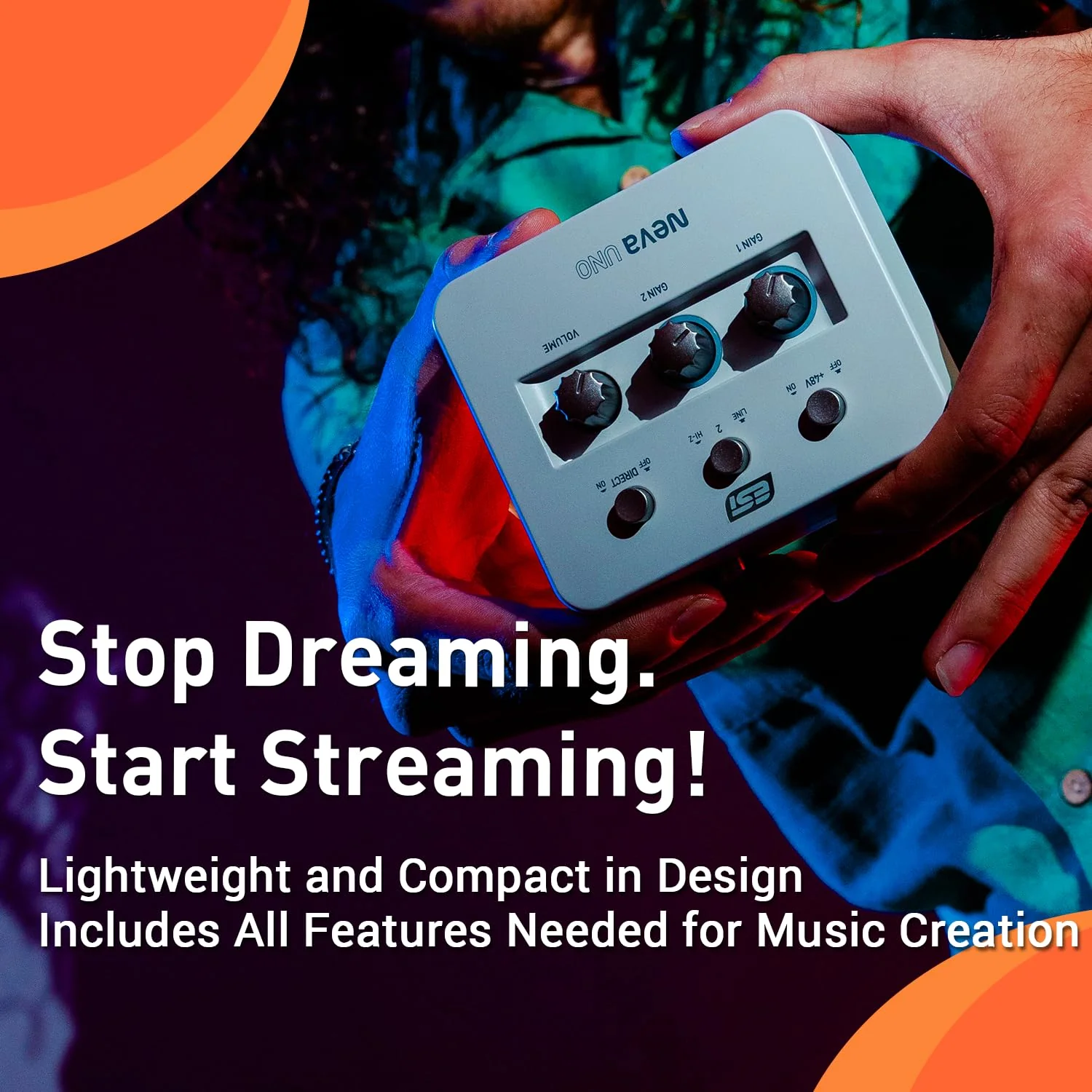 ESI Neva UNO | Professional 24-bit/192kHz 2x2 USB Audio Interface for PC and Mac with XLR, Line, and DI Inputs, Podcasting, and Streaming, Perfect for Guitarists, Music Production Software Included - Image 2