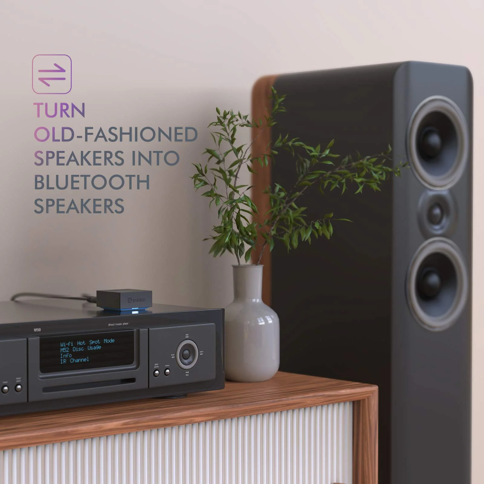 Esinkin Wireless Audio Receiver for Music Streaming Sound System Works with Smart Phones and Tablets, Wireless Adapter for Speakers - Image 4