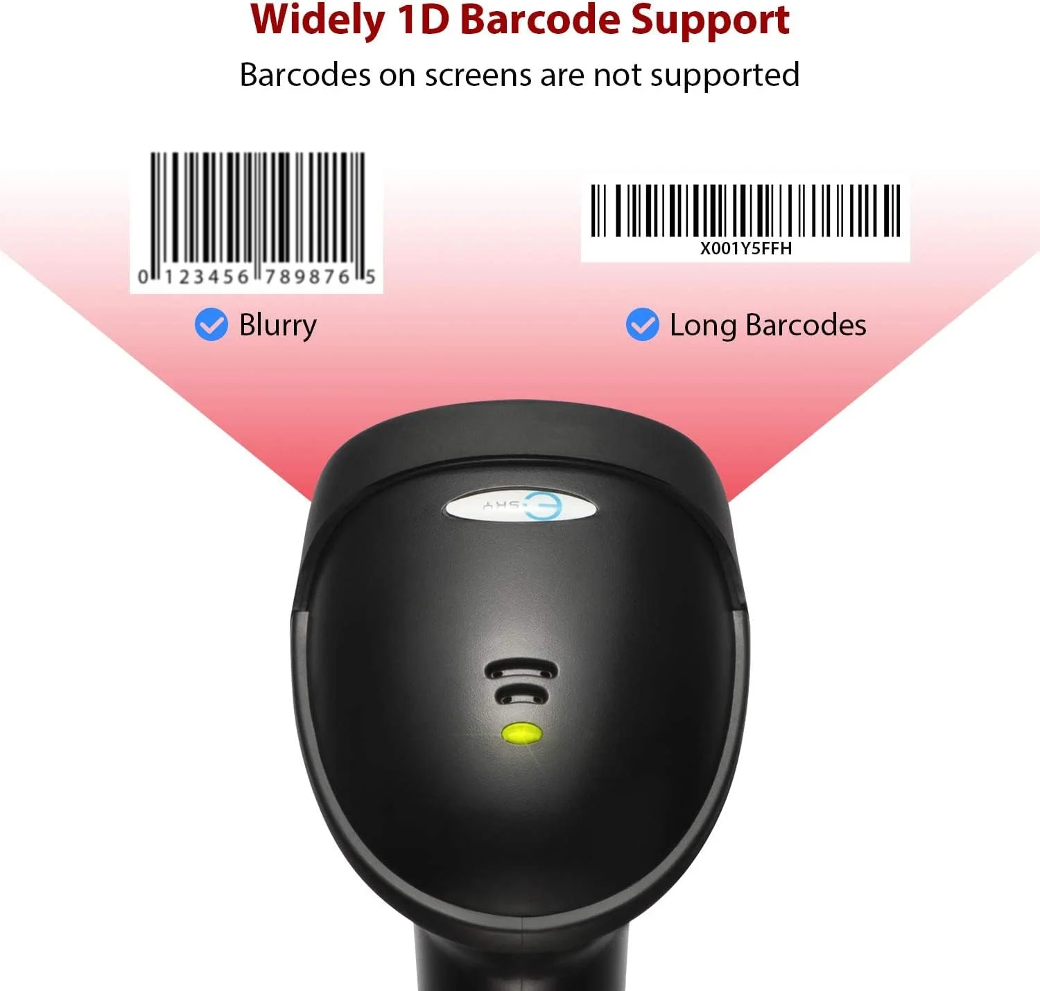 Esky Barcode Scanner with Stand, Wired Handheld Bar Code Scanner with Adjustable Stand, Automatic 1D USB Laser Scanner Support Windows/Mac/Linux for Store, Supermarket, Warehouse, Library 1 Pack - Image 3