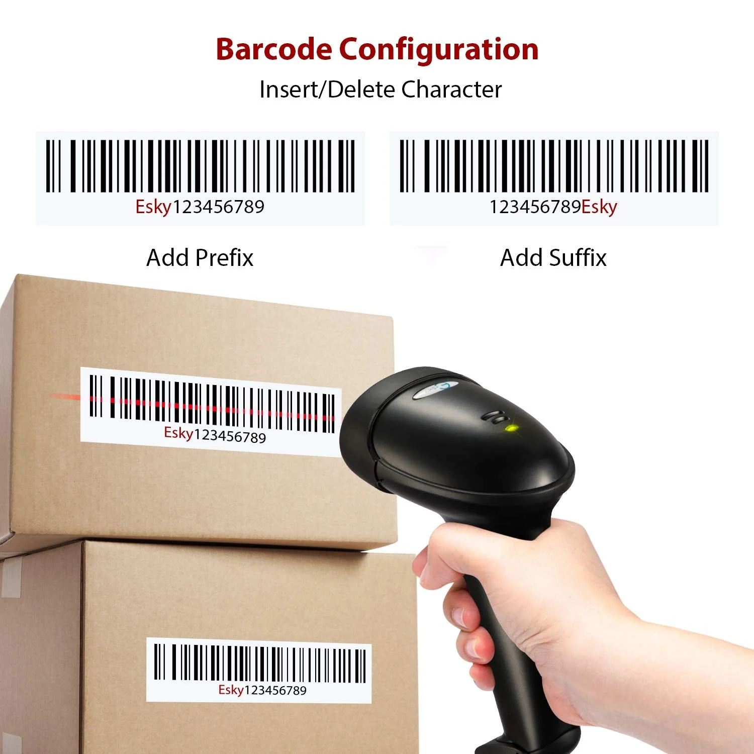 Esky Barcode Scanner with Stand, Wired Handheld Bar Code Scanner with Adjustable Stand, Automatic 1D USB Laser Scanner Support Windows/Mac/Linux for Store, Supermarket, Warehouse, Library 1 Pack - Image 4