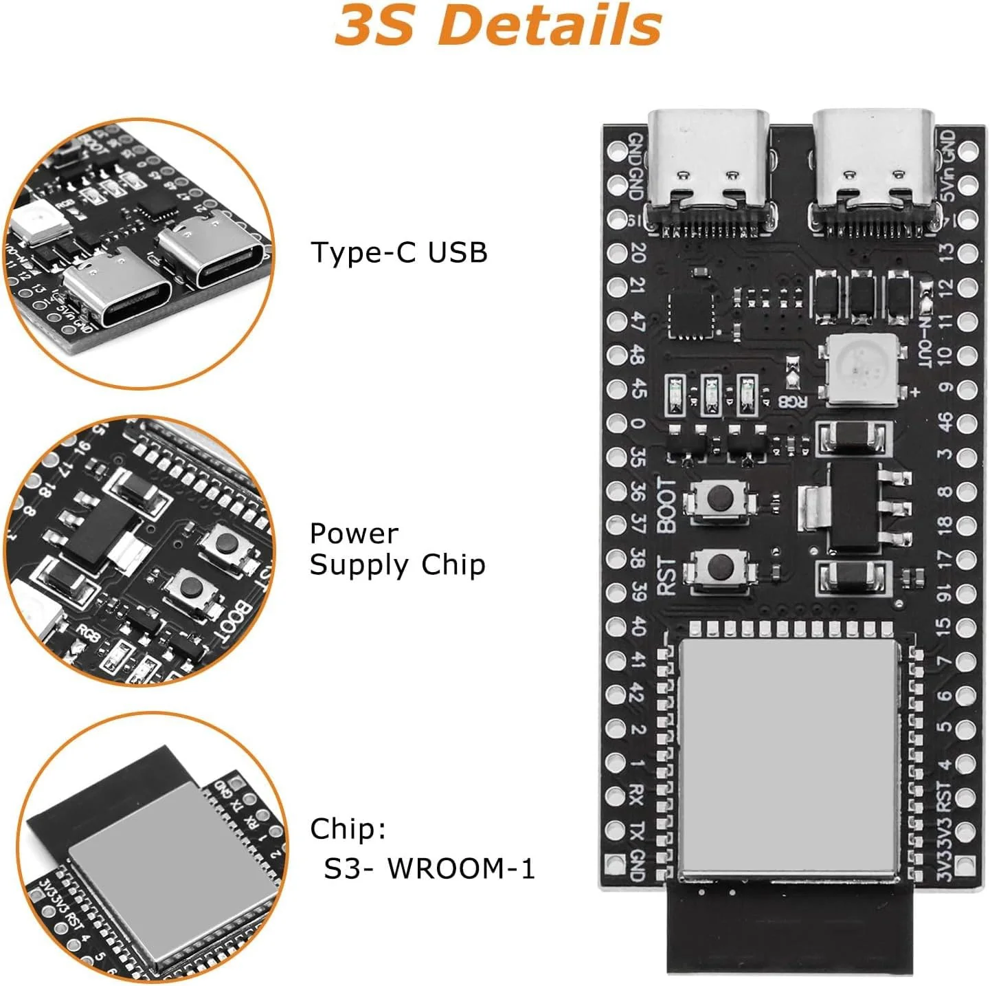 ESP ESP-32-S3 Development Board ESP-32-S3 Module with ESP-1-N16R8 Low Power MCU with Dual-Mode Wi-Fi and Bluetooth Type-C Connector Compatible with Arduino 1 - Image 5