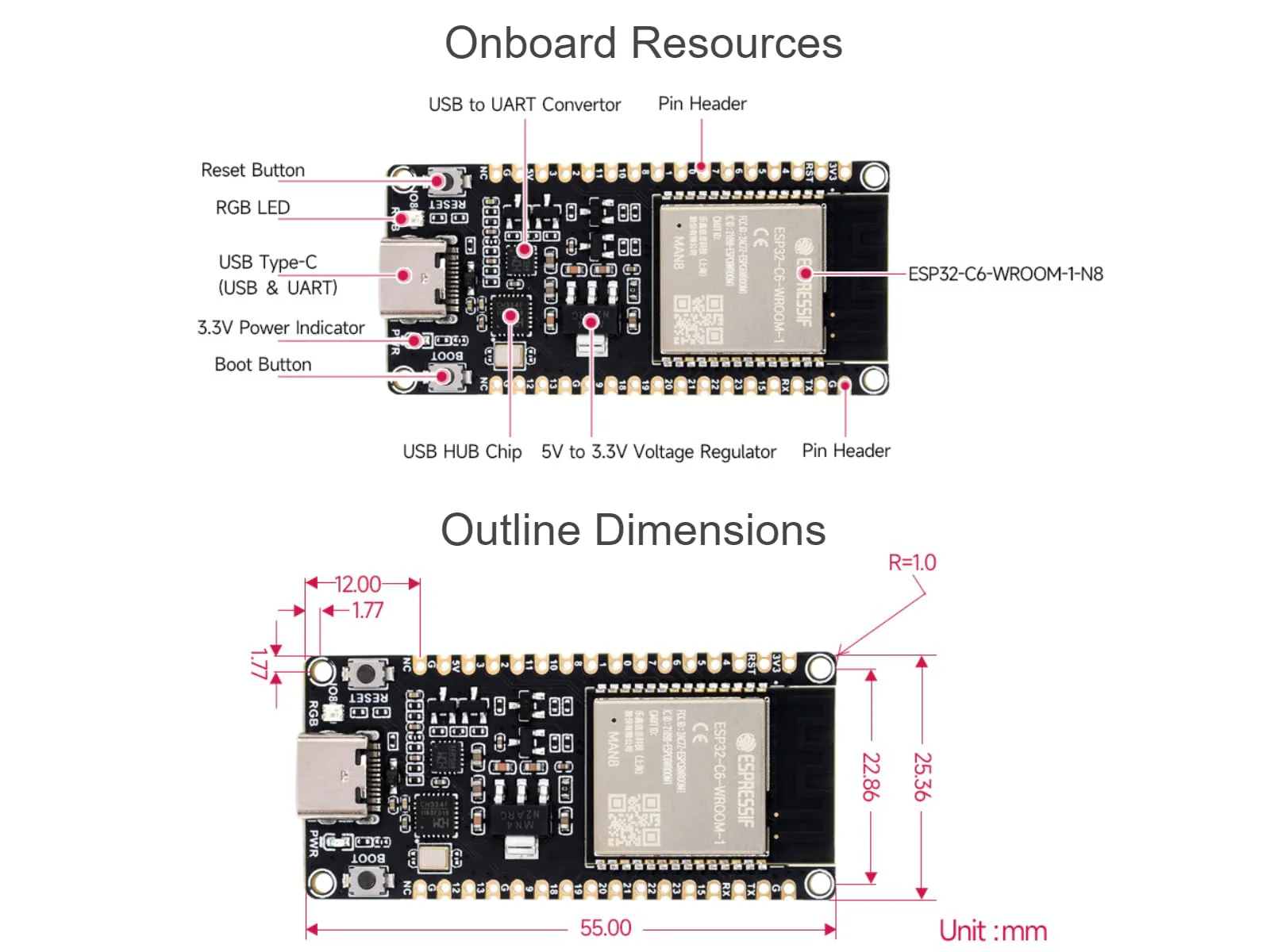 ESP32-C6 Microcontroller WiFi 6 Development Board ESP32-C6-WROOM-1-N8 Module with RISC-V 32-bit Sngle-core Processor, WiFi 6+Bluetooth 5+IEEE 802.15.4 Wireless Communication - Image 6