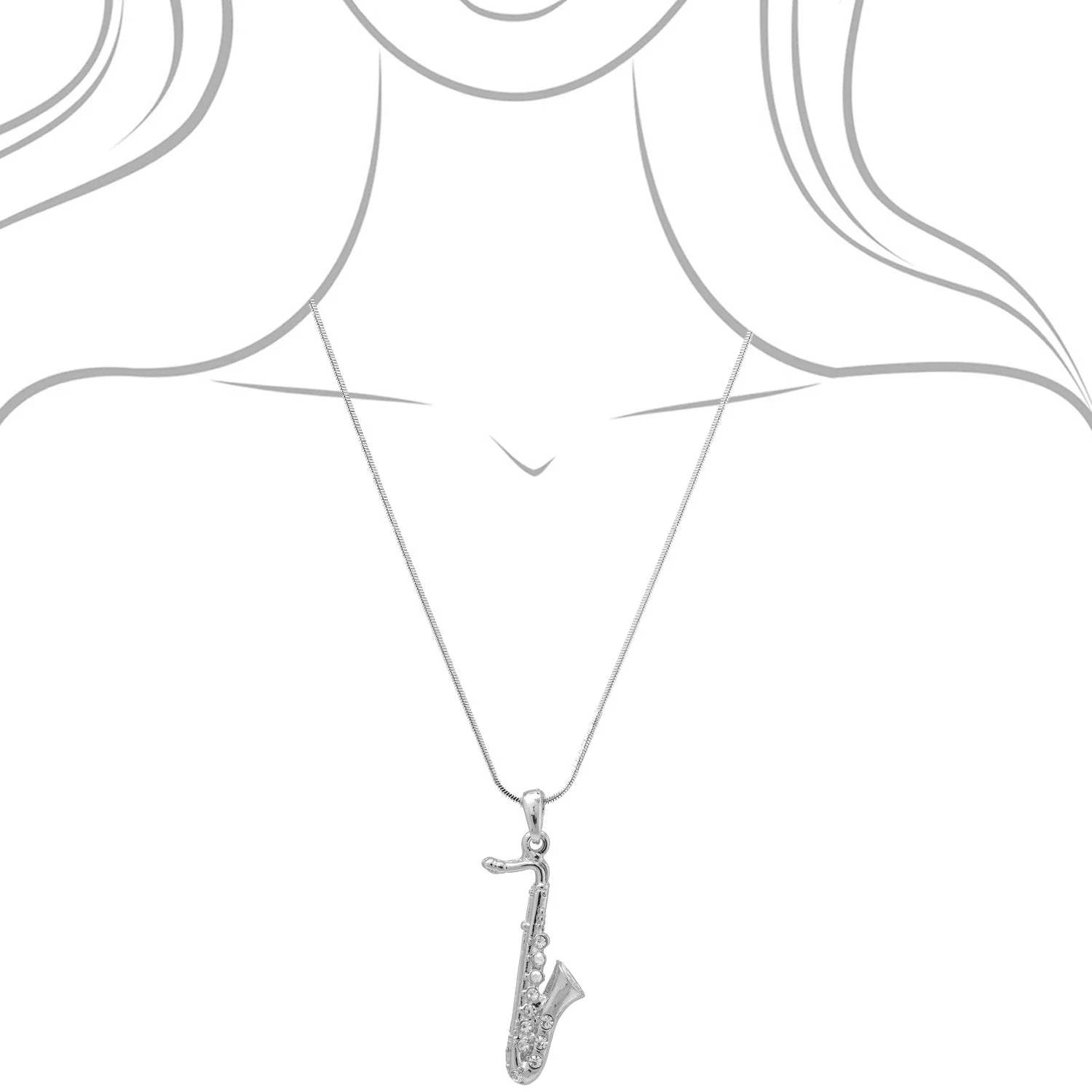 ESPY Silver Plated Woodwinds Musical Instrument Necklace silver-plated-base - Image 4