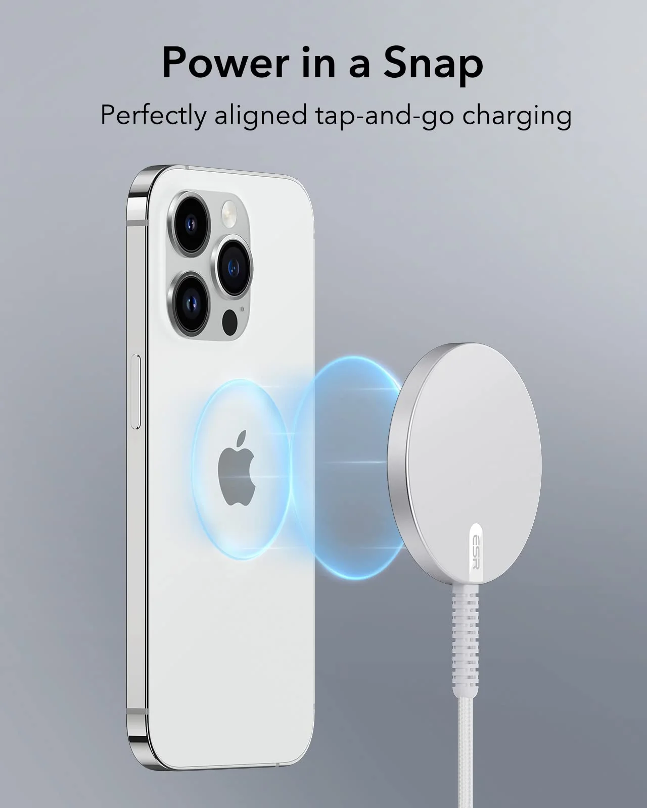 ESR for MagSafe Charger 15W Wireless Charger for iPhone 16 Pro Max/16 Pro/16/16 Plus/15/14/13/12 Apple Magnetic Charging Pad for AirPods 4/3/Pro/Pro 2 with Dual USB A/C Ports, Silver 1 PACK - Image 2