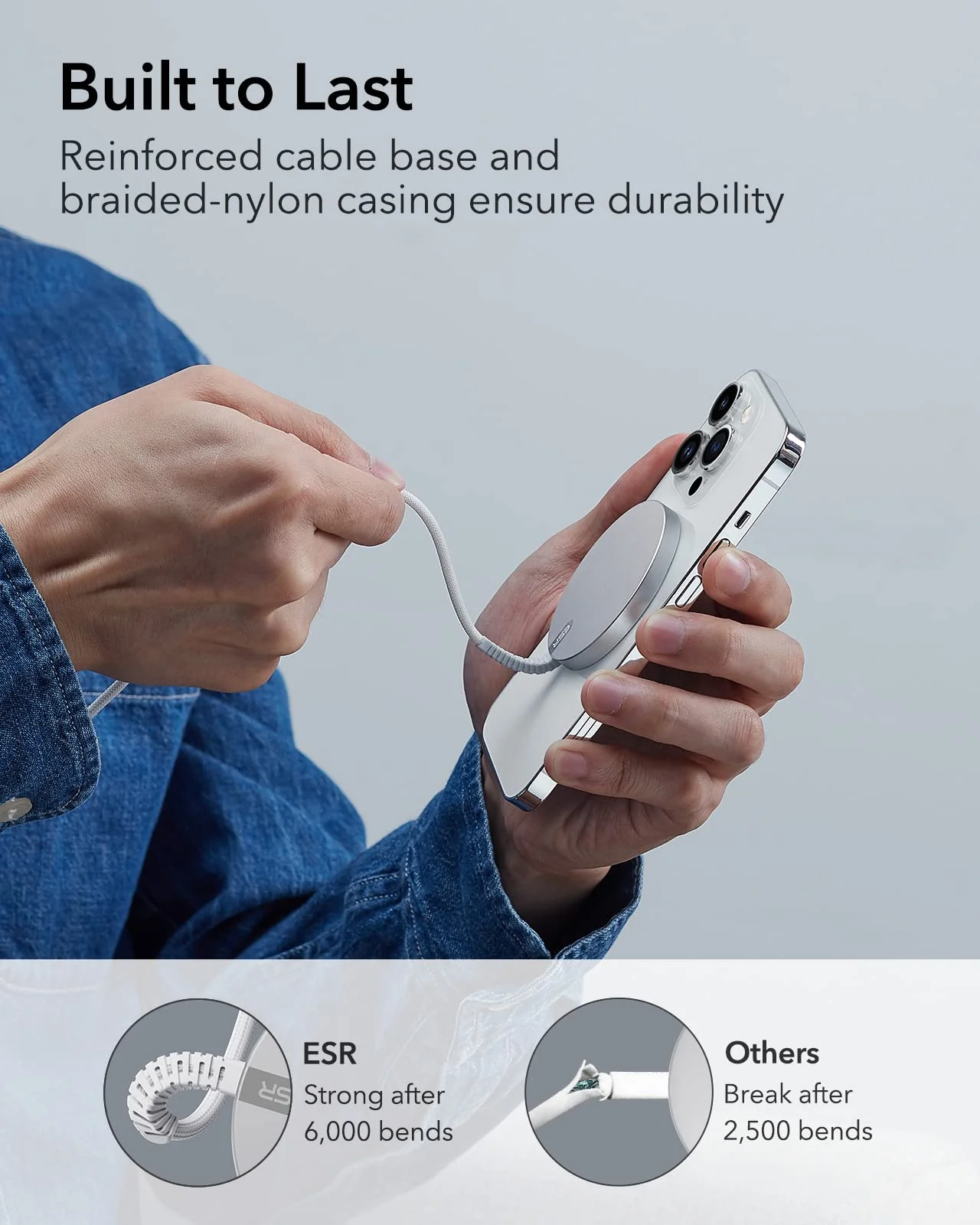 ESR for MagSafe Charger 15W Wireless Charger for iPhone 16 Pro Max/16 Pro/16/16 Plus/15/14/13/12 Apple Magnetic Charging Pad for AirPods 4/3/Pro/Pro 2 with Dual USB A/C Ports, Silver 1 PACK - Image 3