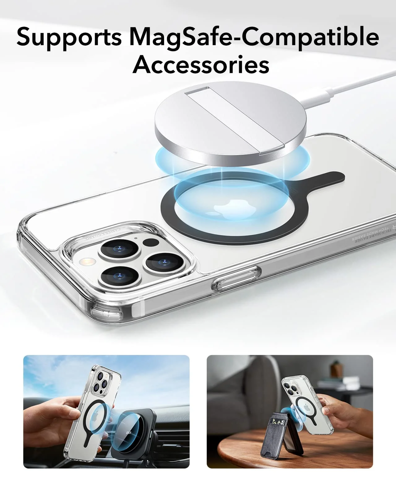 ESR for MagSafe Sticker 360, MagSafe Ring Magnet (HaloLock), 2 Pack Magnetic Ring, Universal Magnetic Wireless Charger Conversion Kit for iPhone 16/15/14/13/12/11, Galaxy S23/S22/S21 and More, Black Black - 2 Pack - Image 3
