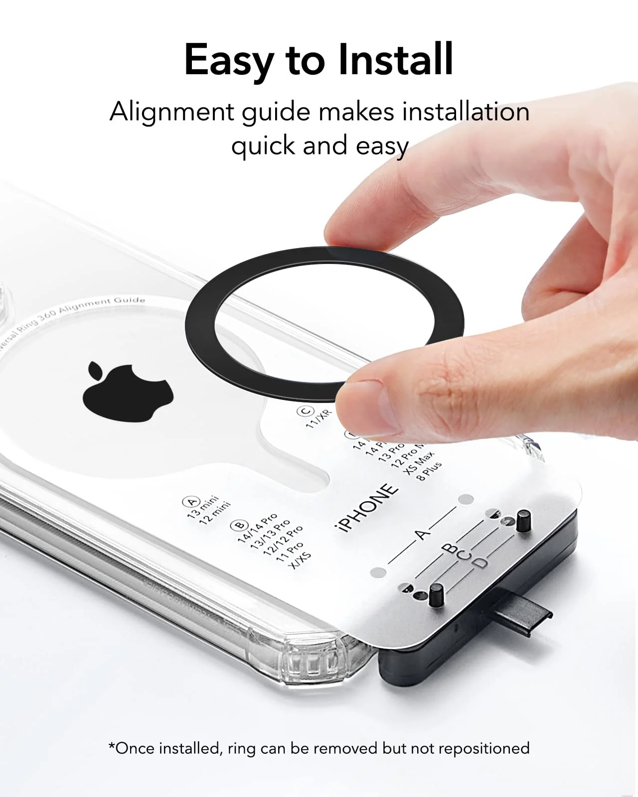 ESR for MagSafe Sticker 360, MagSafe Ring Magnet (HaloLock), 2 Pack Magnetic Ring, Universal Magnetic Wireless Charger Conversion Kit for iPhone 16/15/14/13/12/11, Galaxy S23/S22/S21 and More, Black Black - 2 Pack - Image 7