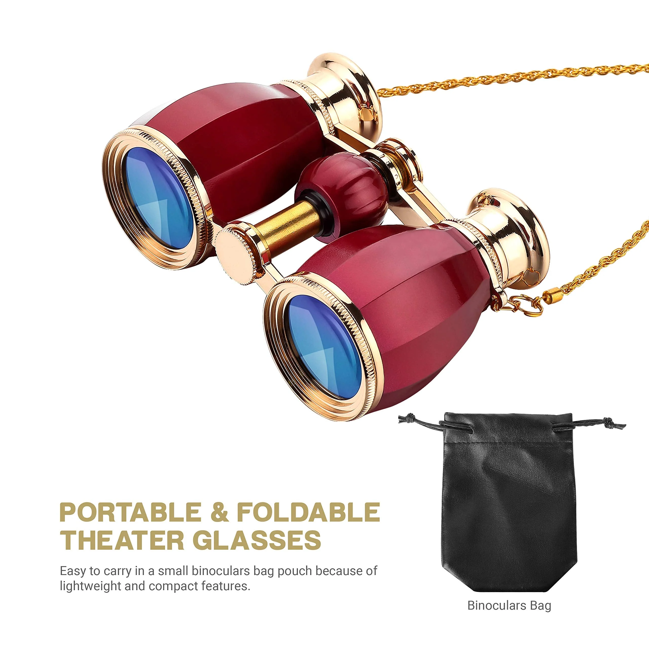 ESSLNB Opera Glasses Binoculars for Women Adults 4X30mm Theater Glasses Compact Binoculars for Theater and Concerts Antique Binoculars with Case Removable Chain - Image 7