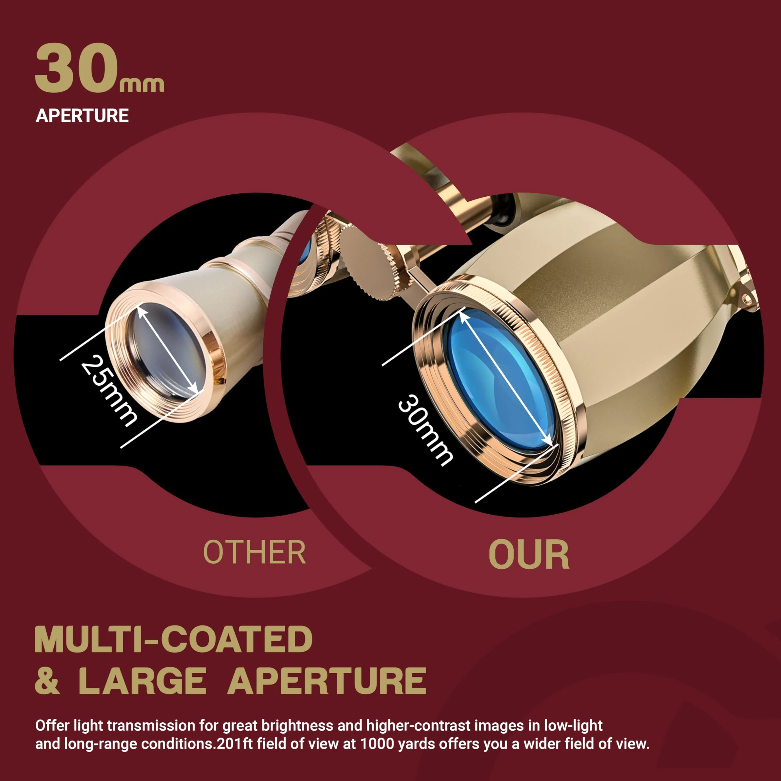 ESSLNB Opera Glasses Binoculars for Women Adults 4X30mm Theater Glasses Compact Binoculars for Theater and Concerts Antique Binoculars with Case Removable Chain (Gold) Gold - Image 3