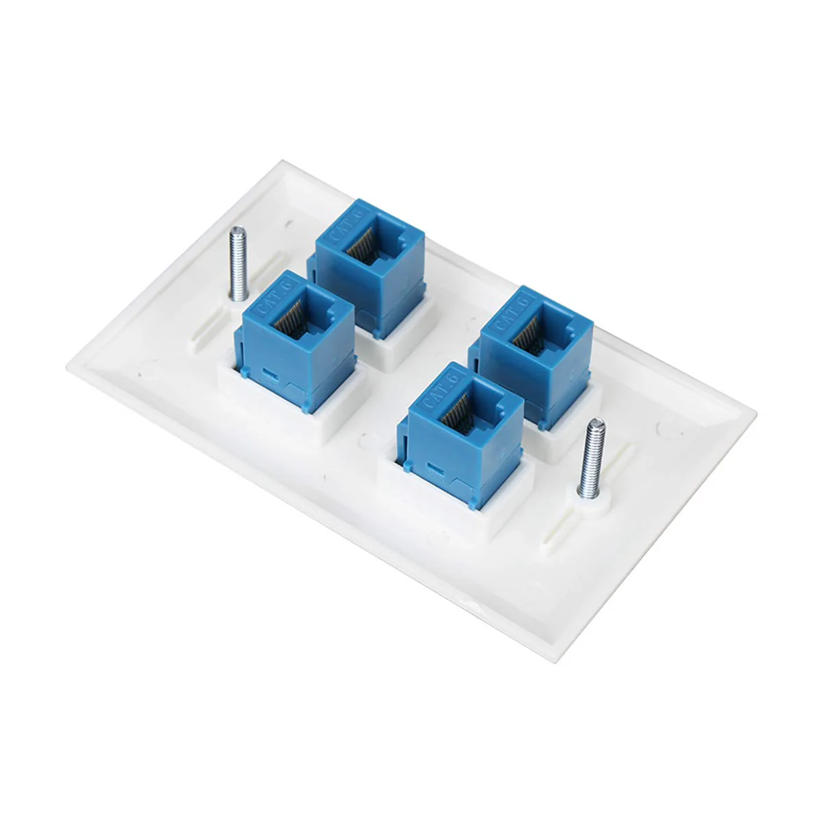 Ethernet Wall Plate 4 Port, Cat 6 Ethernet Wall Outlet Female-Female, Compatible with Cat7/6/6e/5/5e RJ45 Jack Keystone Inline Coupler Wallplate Devices - Ethernet Plug In Wall Outlet - Blue Cat6-4port - Image 5
