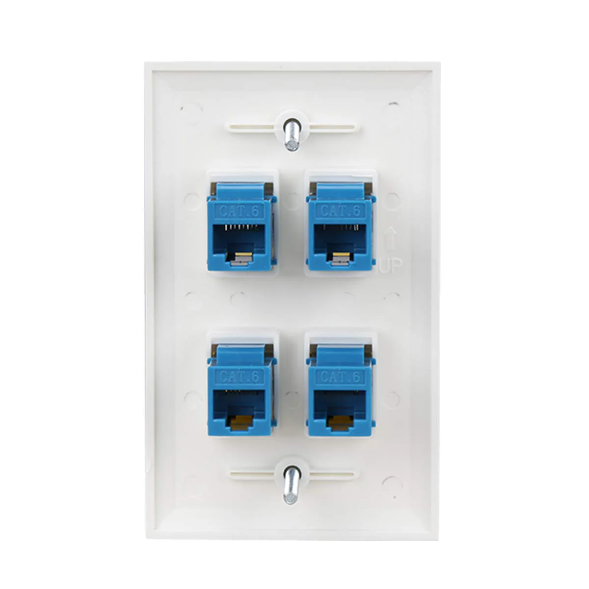 Ethernet Wall Plate 4 Port, Cat 6 Ethernet Wall Outlet Female-Female, Compatible with Cat7/6/6e/5/5e RJ45 Jack Keystone Inline Coupler Wallplate Devices - Ethernet Plug In Wall Outlet - Blue Cat6-4port - Image 6