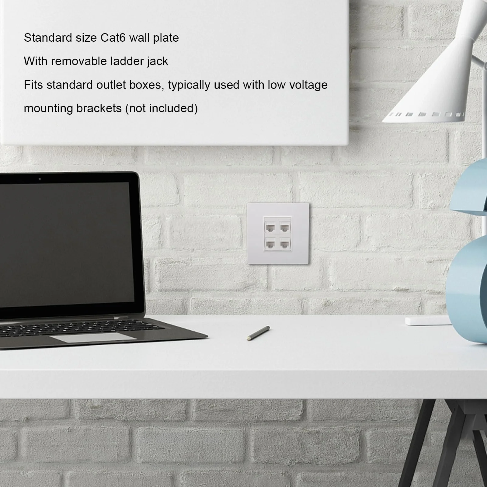 Ethernet Wall Plate 4 Port Cat 6 Ethernet Wall Socket Socket to Female Network Wall Plate Compatible with CAT5 CAT5E CAT6A Keystone Inline Coupler Wall Plate Devices - Image 3