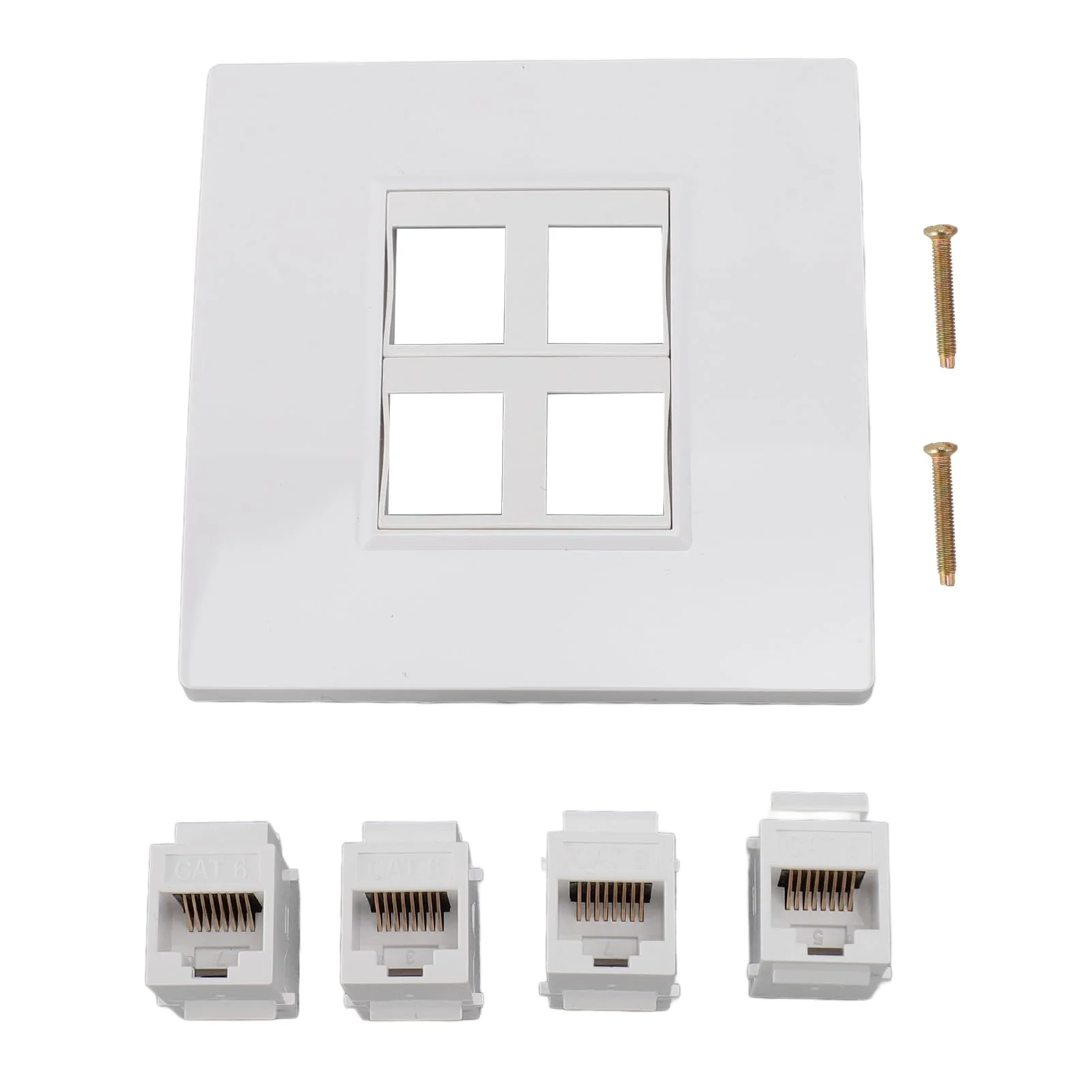 Ethernet Wall Plate 4 Port Cat 6 Ethernet Wall Socket Socket to Female Network Wall Plate Compatible with CAT5 CAT5E CAT6A Keystone Inline Coupler Wall Plate Devices - Image 6