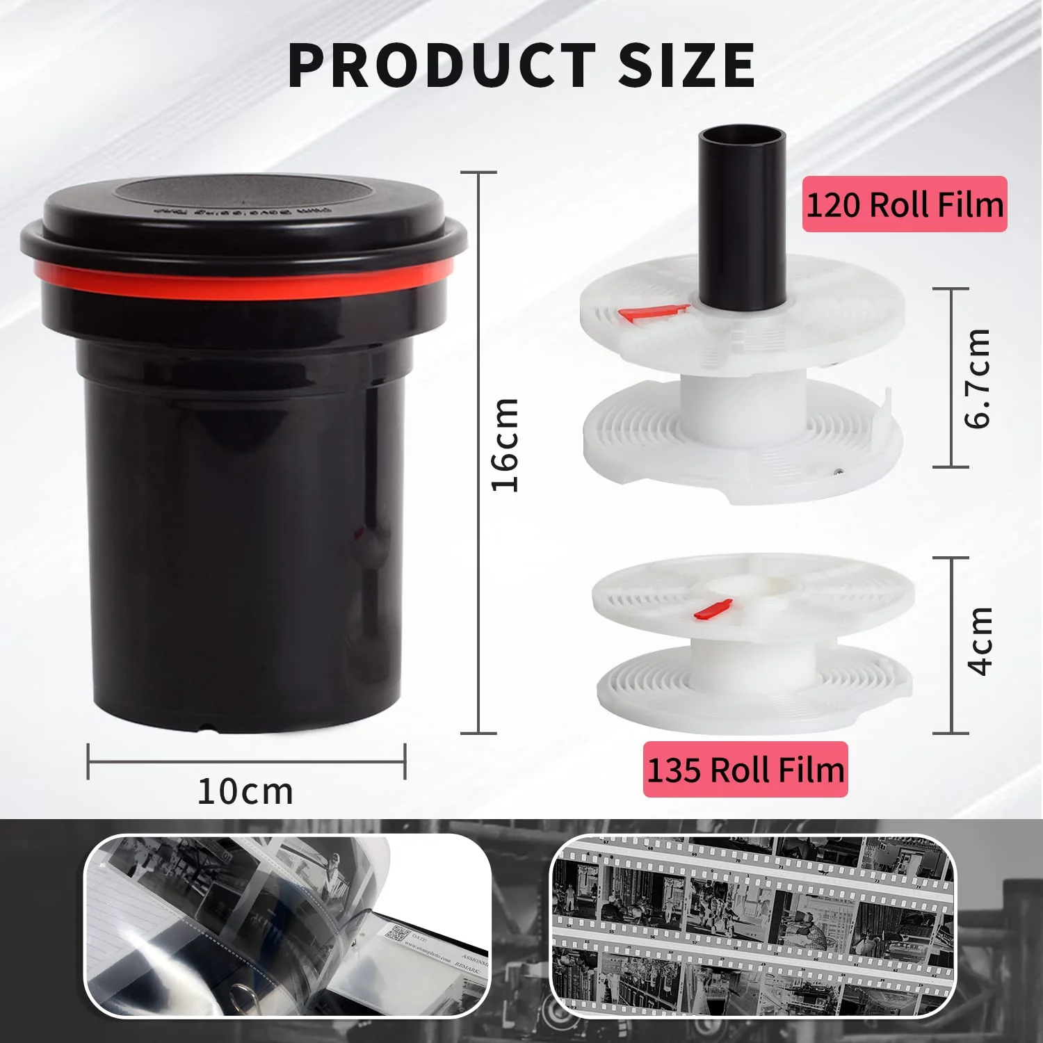 eTone Professional 120 135 Developing Tank with 2 Spiral Reels for 120 135 Roll Film B&W Film Processing Equipment Darkroom Accessories (Tank) - Image 6