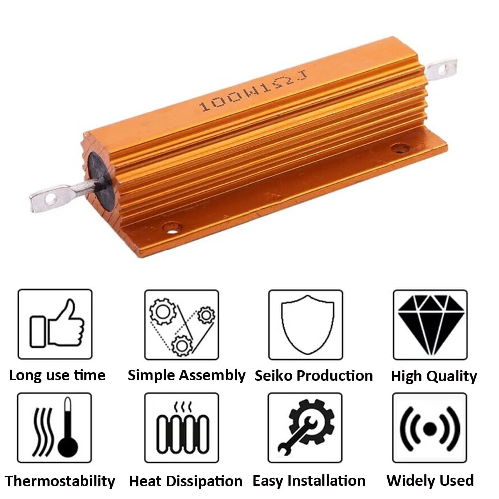 ETOPARS 2 Pcs 100W 4 Ohm 5% Aluminium Casing Wirewound Resistor Load Resistors Tap Resistor Chassis Mounting Wirewound Golden Housing Resistor 4 Ohm 100W gold 100w - Image 4