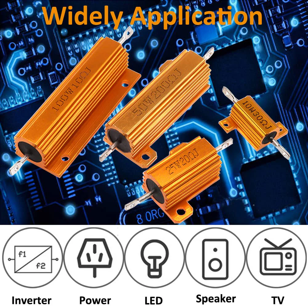 ETOPARS 2 Pcs 100W 4 Ohm 5% Aluminium Casing Wirewound Resistor Load Resistors Tap Resistor Chassis Mounting Wirewound Golden Housing Resistor 4 Ohm 100W gold 100w - Image 7