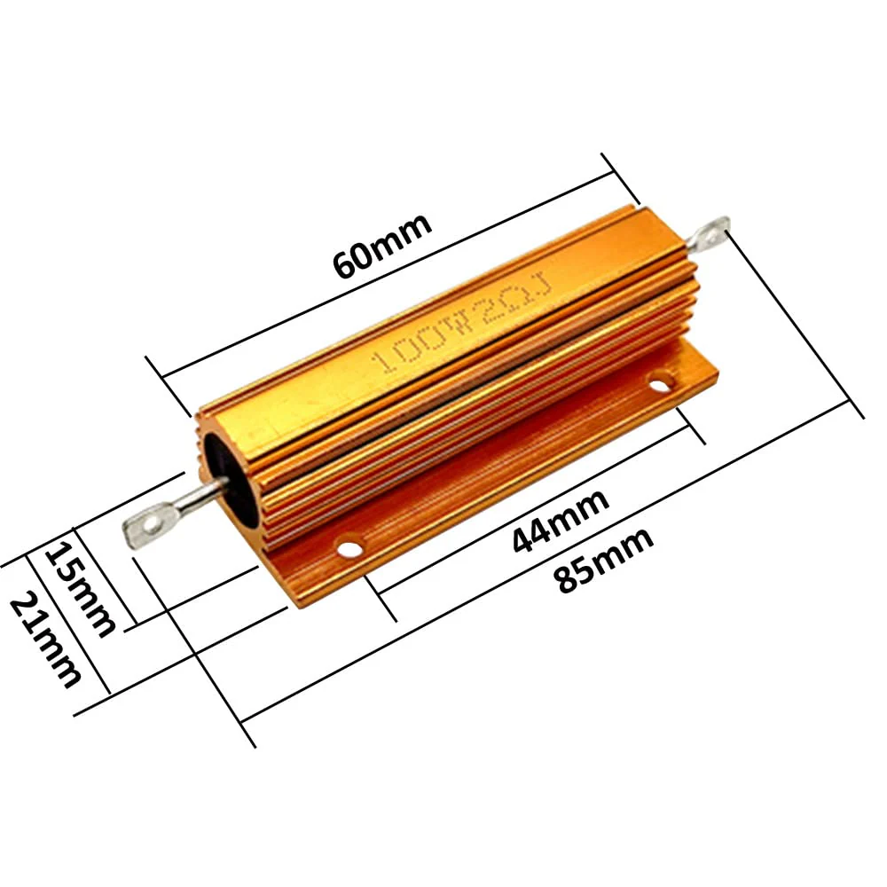ETOPARS 3 Pcs 100W 3 Ohm 5% Aluminium Casing Wirewound Resistor Load Resistors Tap Resistor Chassis Mounting Wirewound Golden Housing Resistor 3 Ohm 100W gold 100w - Image 6