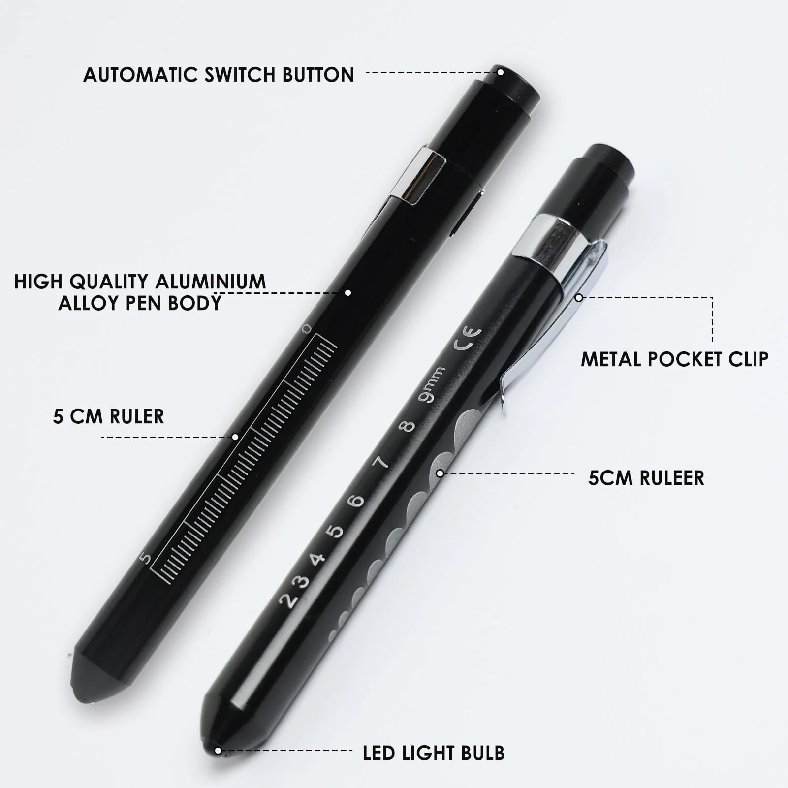 EuAcesry Pupil Light Medicine, Diagnostic Light, Reusable LED Pen Lamp with Pocket Clip, Nurse Emergency Service Accessories, LED Pen Lamp for Nurses Students Doctors Pack of 2 - Image 4