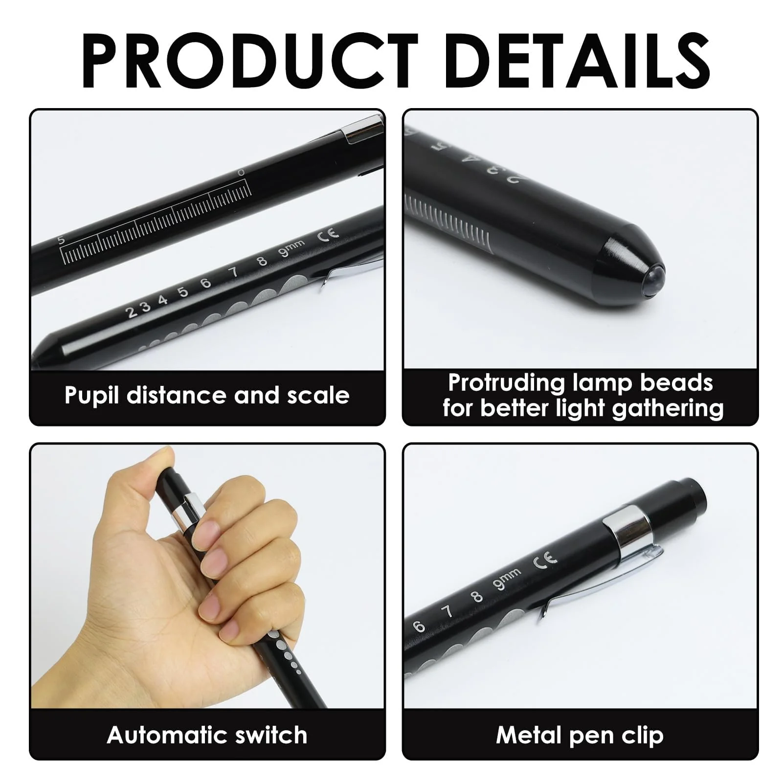 EuAcesry Pupil Light Medicine, Diagnostic Light, Reusable LED Pen Lamp with Pocket Clip, Nurse Emergency Service Accessories, LED Pen Lamp for Nurses Students Doctors Pack of 2 - Image 5