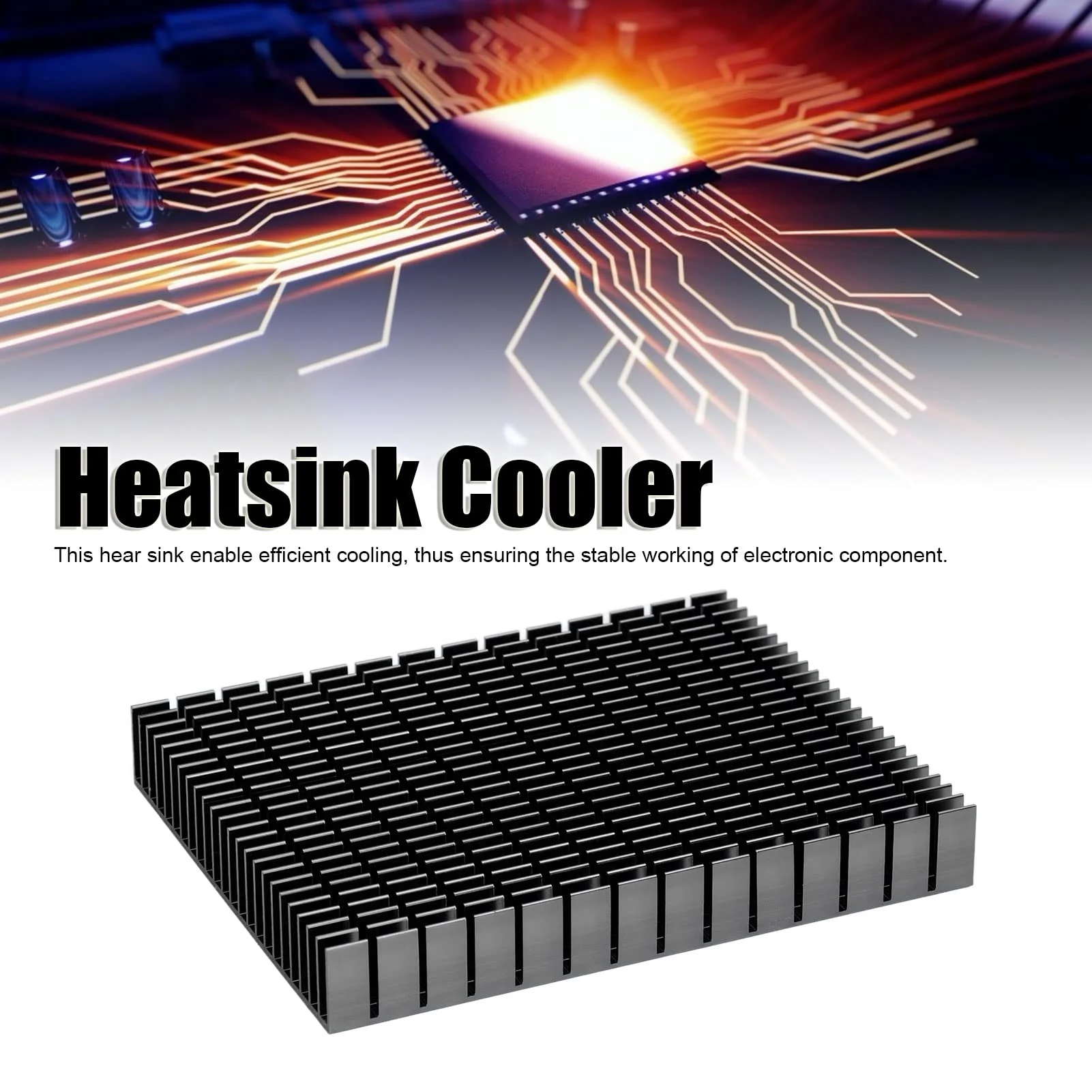 Eujgoov Aluminium Heat Sink, 150 x 120 x 20 mm, Heatsink Cooling for CPU Power Amplifier PCB Board (Black) - Image 2