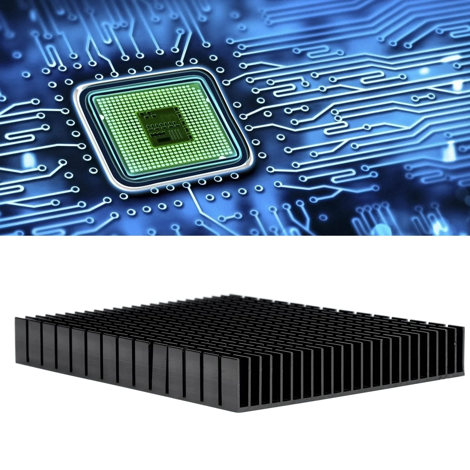 Eujgoov Aluminium Heat Sink, 150 x 120 x 20 mm, Heatsink Cooling for CPU Power Amplifier PCB Board (Black) - Image 3