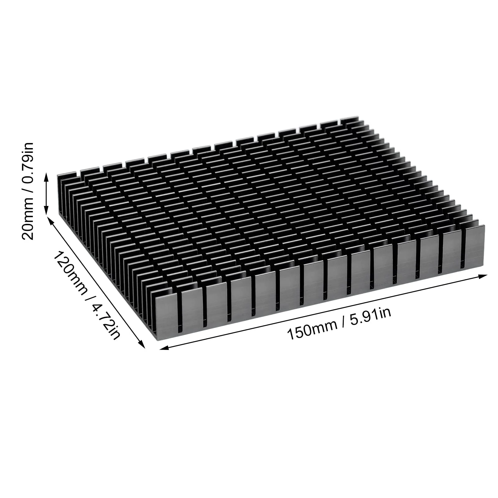 Eujgoov Aluminium Heat Sink, 150 x 120 x 20 mm, Heatsink Cooling for CPU Power Amplifier PCB Board (Black) - Image 5