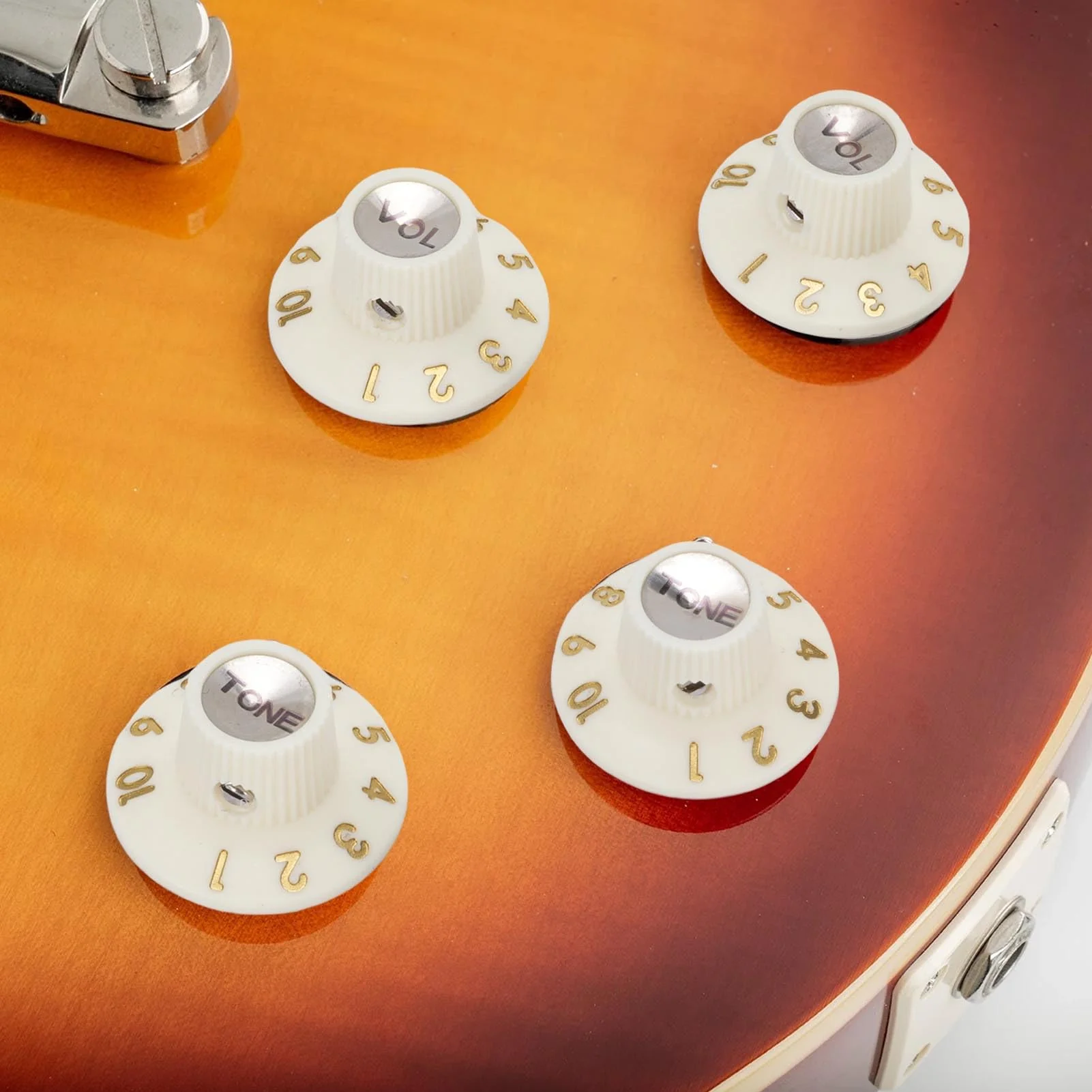 Eujgoov Guitar Control Knobs Retro White Color 2PCS Volume Witch Hat Knobs for Electric Guitar Bass Amplifier Effect Pedal - Image 8