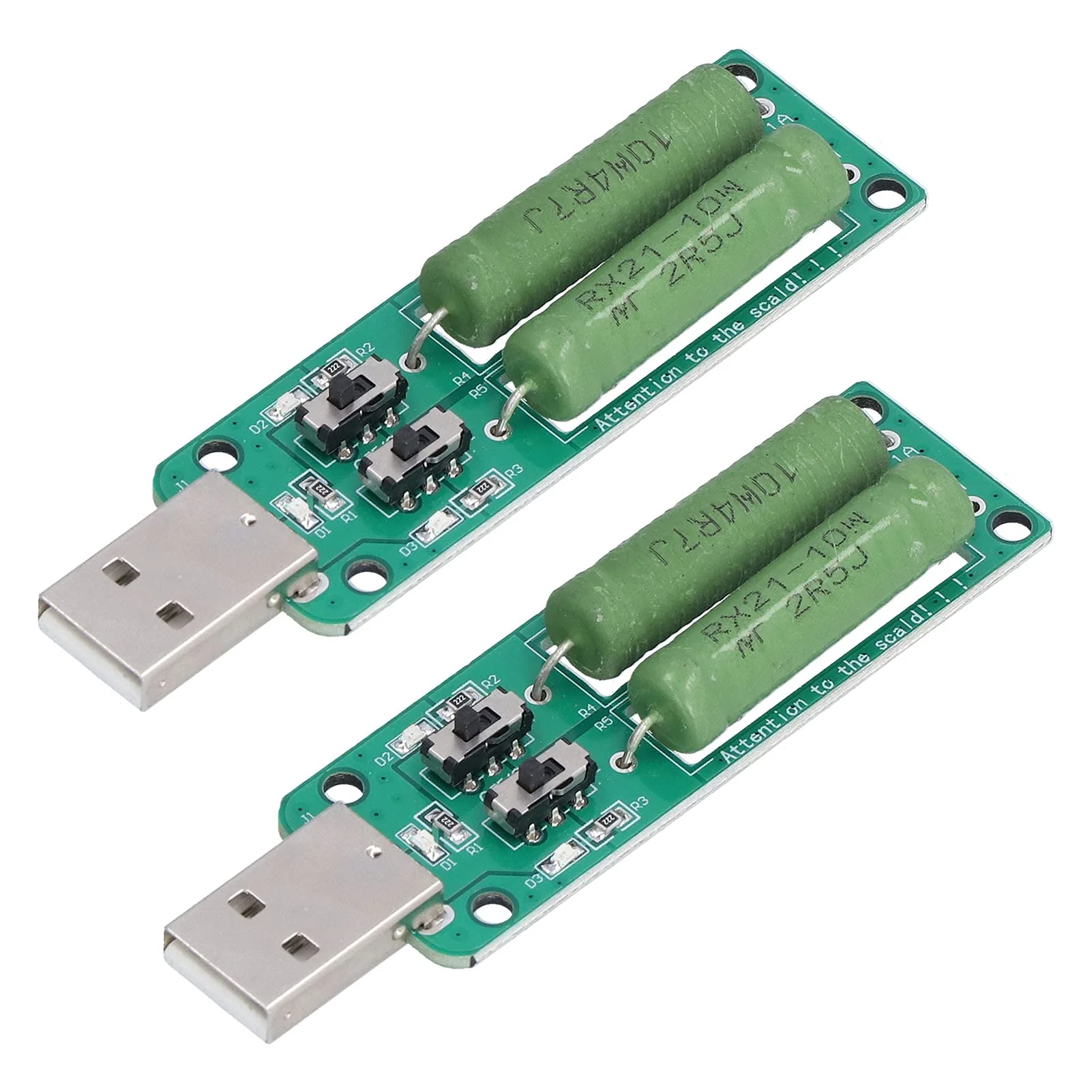Eujgoov USB Load Tester Power Bank Discharge Resistor 5 V 1 A / 2 A / 3 A Switchable Load Resistor Discharge Ageing Resistance Electronic Load Detector Pack of 2 - Image 2