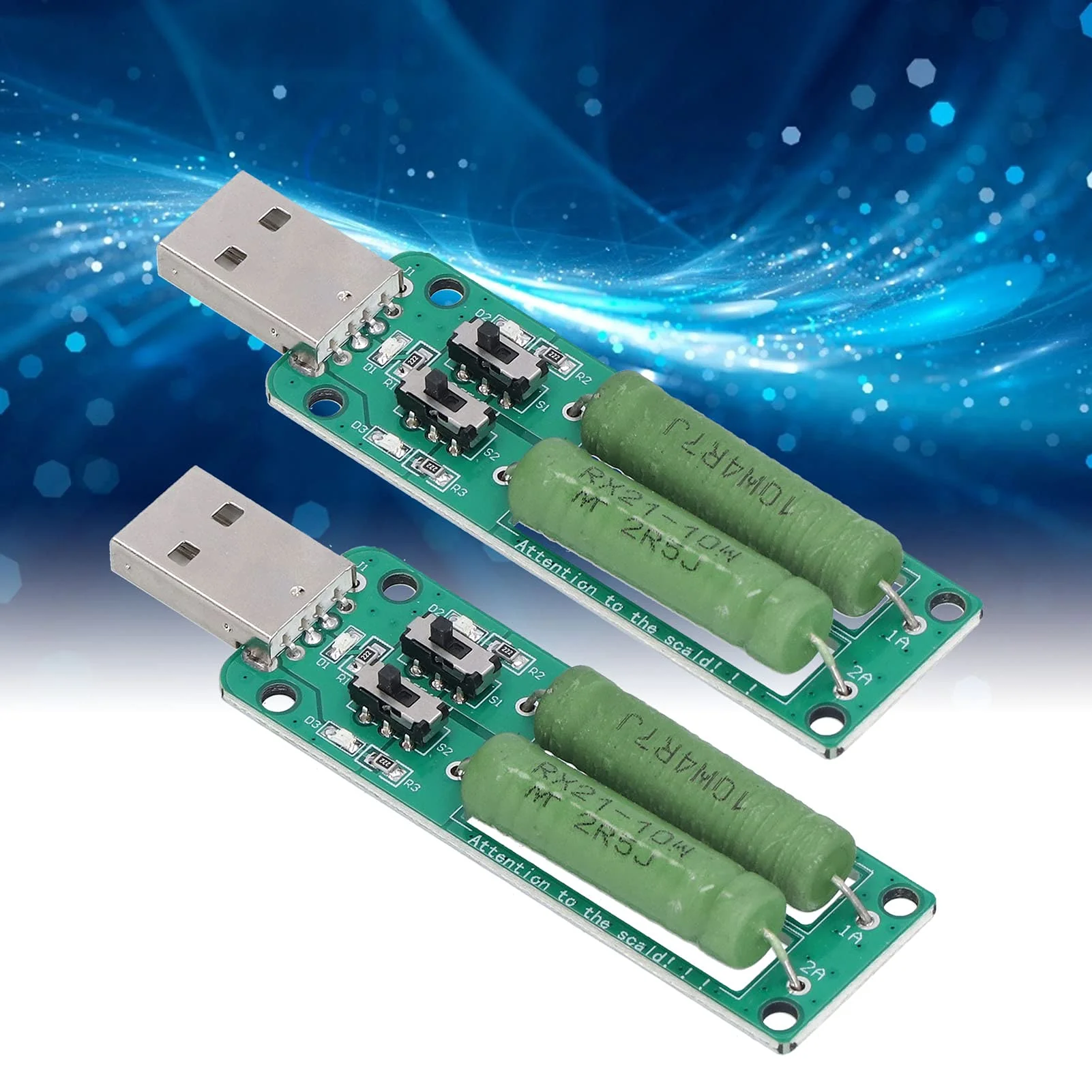 Eujgoov USB Load Tester Power Bank Discharge Resistor 5 V 1 A / 2 A / 3 A Switchable Load Resistor Discharge Ageing Resistance Electronic Load Detector Pack of 2 - Image 3
