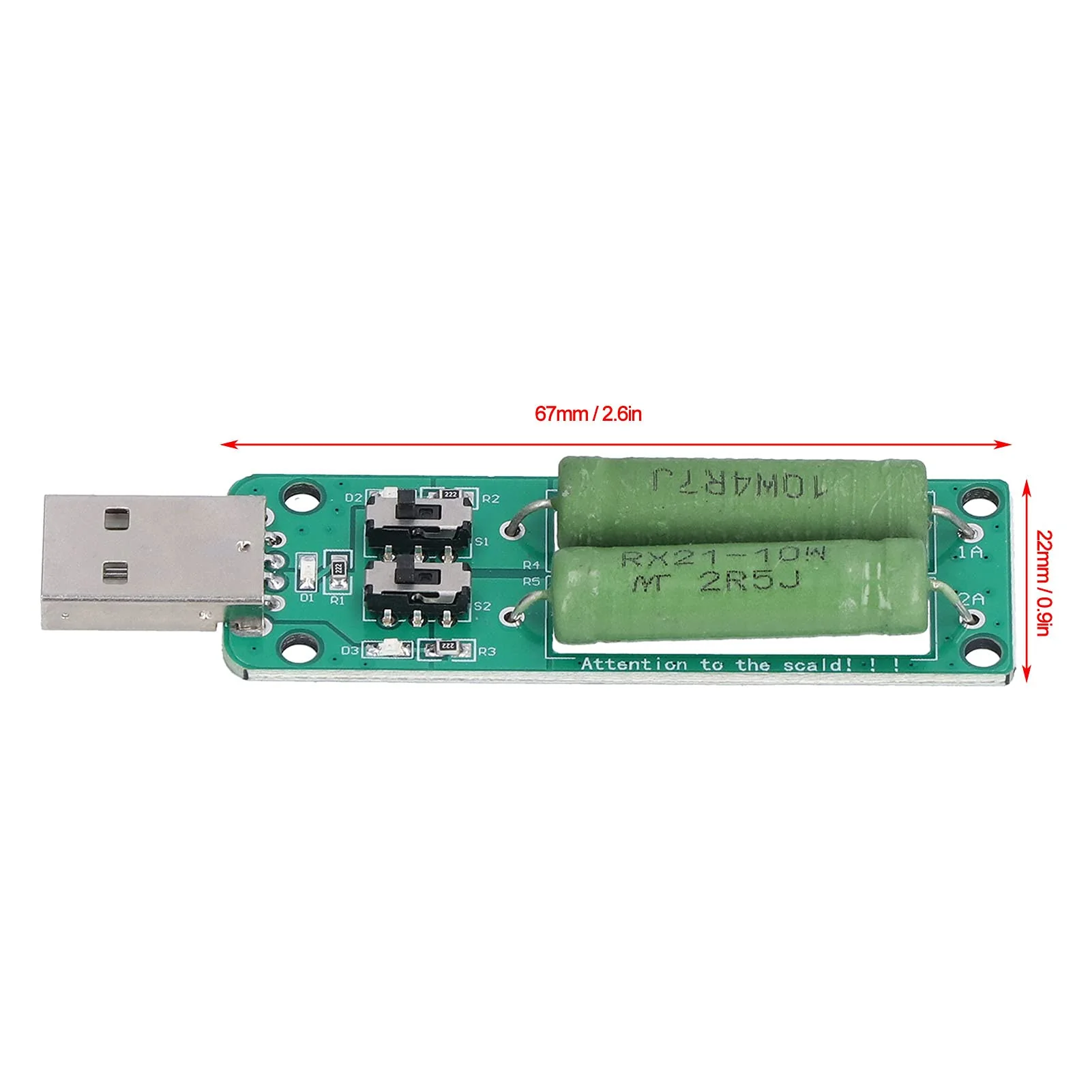 Eujgoov USB Load Tester Power Bank Discharge Resistor 5 V 1 A / 2 A / 3 A Switchable Load Resistor Discharge Ageing Resistance Electronic Load Detector Pack of 2 - Image 6