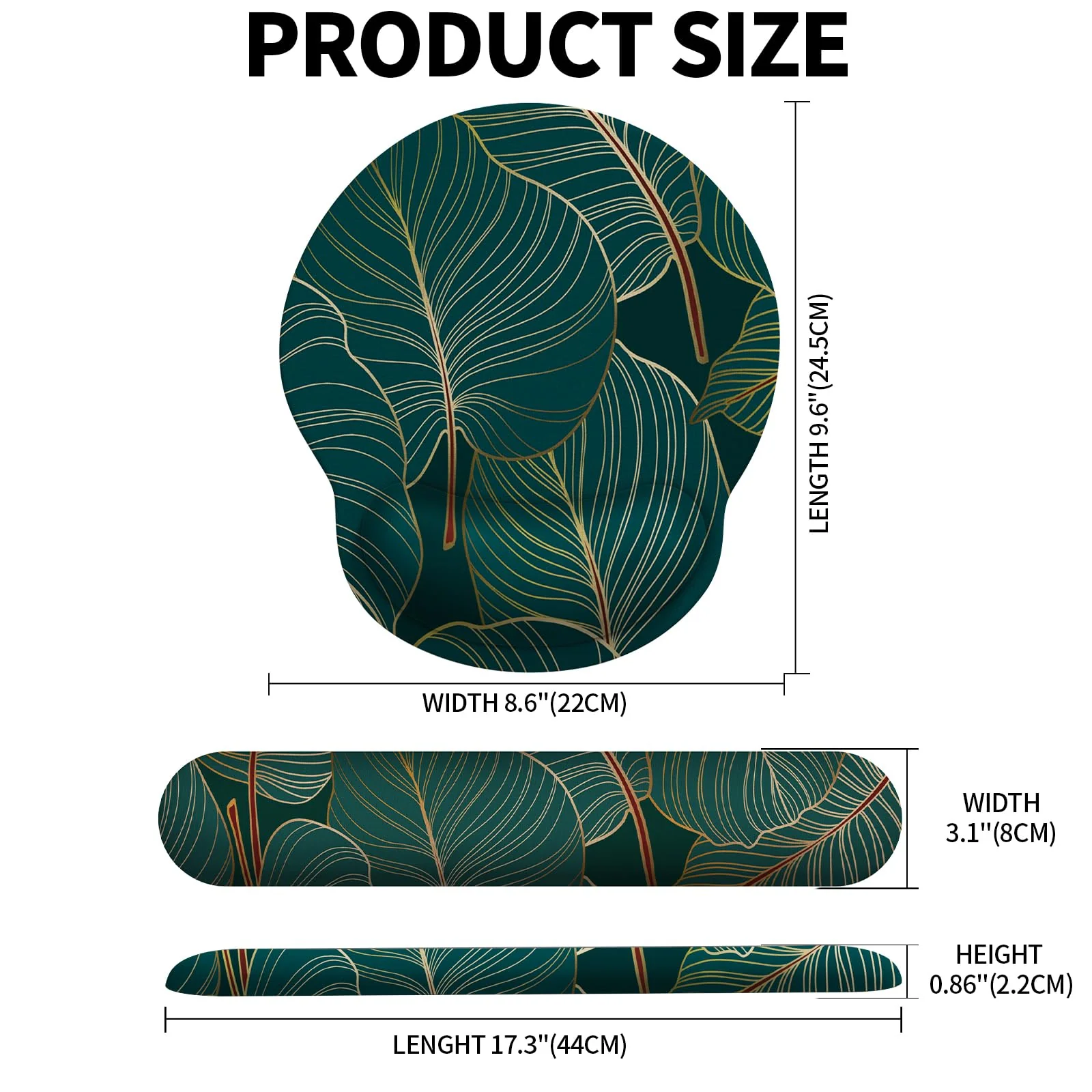 eulps Mouse Pad Wrist Support, Ergonomic Memory Foam Keyboard Wrist Pad & Gel Wrist Rest Set for Computer Keyboard for Easy Typing & Pain Relief for Office & Home (Tropical Plants Set) Tropical Plants Set - Image 8
