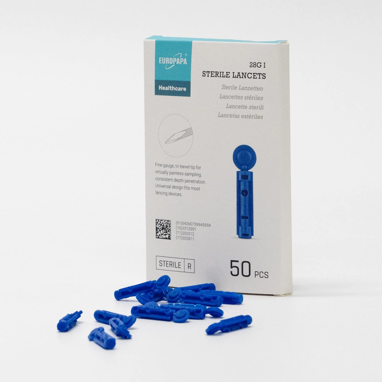 EUROPAPA® EUROPAPA BG Series Sterile Disposable Lancets for Blood Collection Blood Sugar Measurement Capillary Diabetic Pack of 50 - Image 2