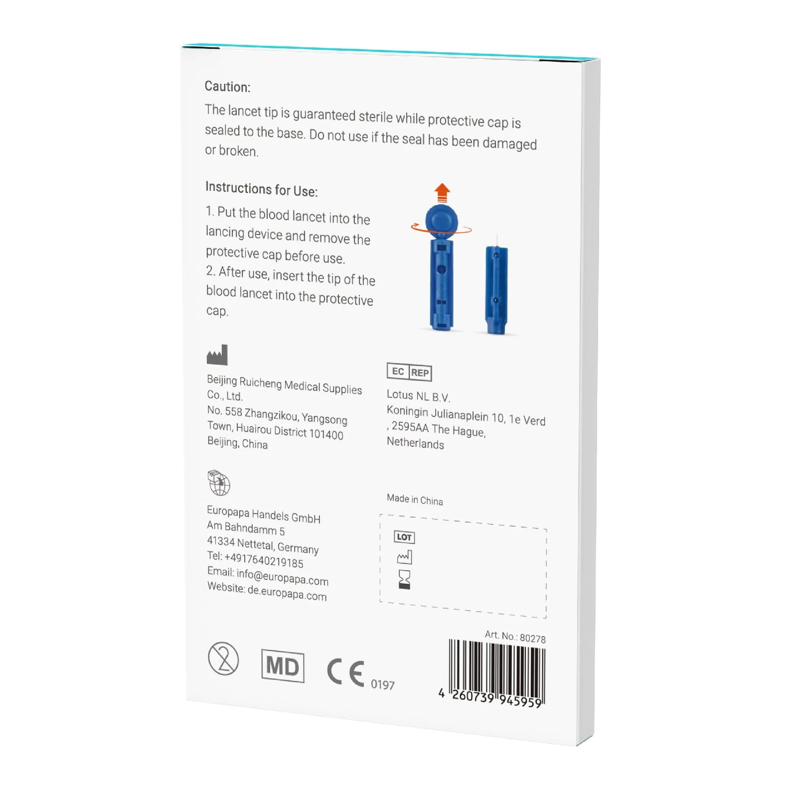 EUROPAPA® EUROPAPA BG Series Sterile Disposable Lancets for Blood Collection Blood Sugar Measurement Capillary Diabetic Pack of 50 - Image 4
