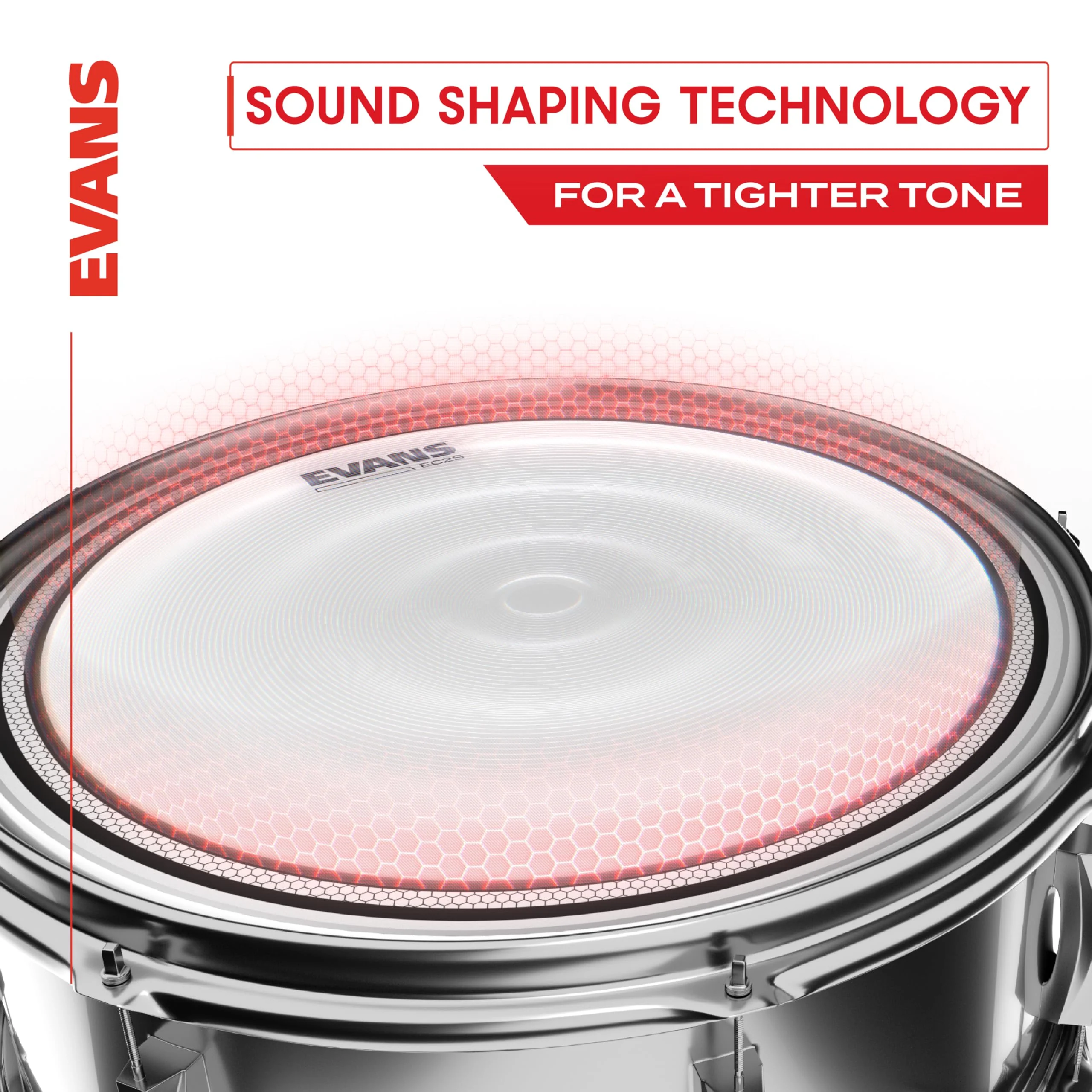 Evans Drum Heads - EC2S Clear Tom Drumhead, 16 Inch Translucent - Image 3
