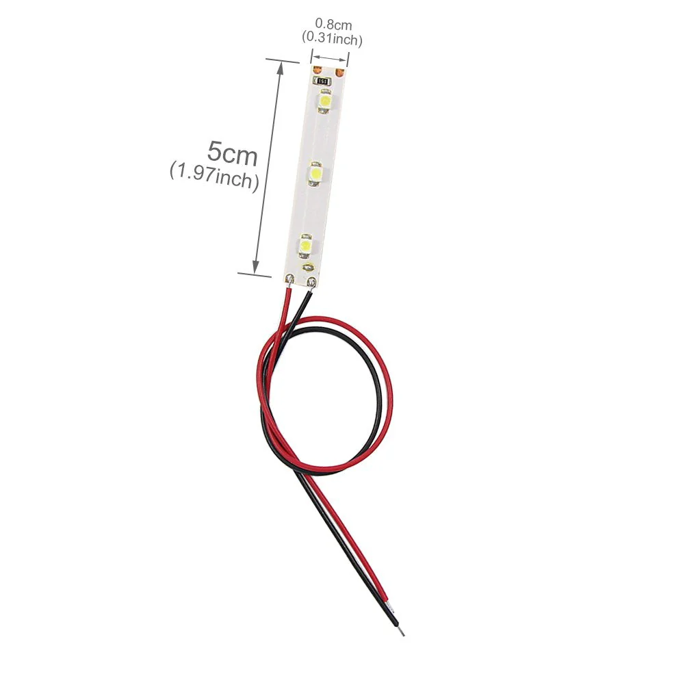 Evemodel DD01W 3528 SMD LED 3-LED Lighting Lamp White with Cable 20 cm 9-18 V Pack of 10 - Image 3