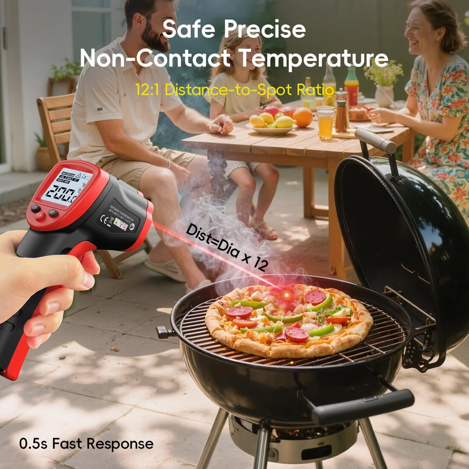 Eventek Infrared Thermometer Gun -50 ° C ~ 600 ° C (-58 ° F ~ 1112 ° F), Non-Contact Laser Thermometer Gun for Cooking, Pizza Oven, Fridge, Temperature Gun with Adjustable Emissivity(NOT for Humans) Red -50°C~600°C (-58℉~1112℉) - Image 4