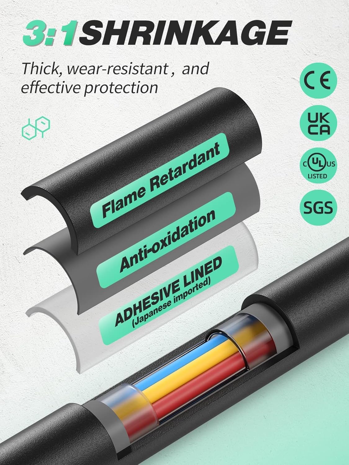 Eventronic 3:1 Heat Shrink Tube with Adhesive and Double Wall, Diameter 15 mm & 2 m Length, IP65 Waterproof, Insulation Tape, for Electrical Insulation and Wire Connectors, 12 Diameter Options, Never Ø15mm & 2m - Image 2