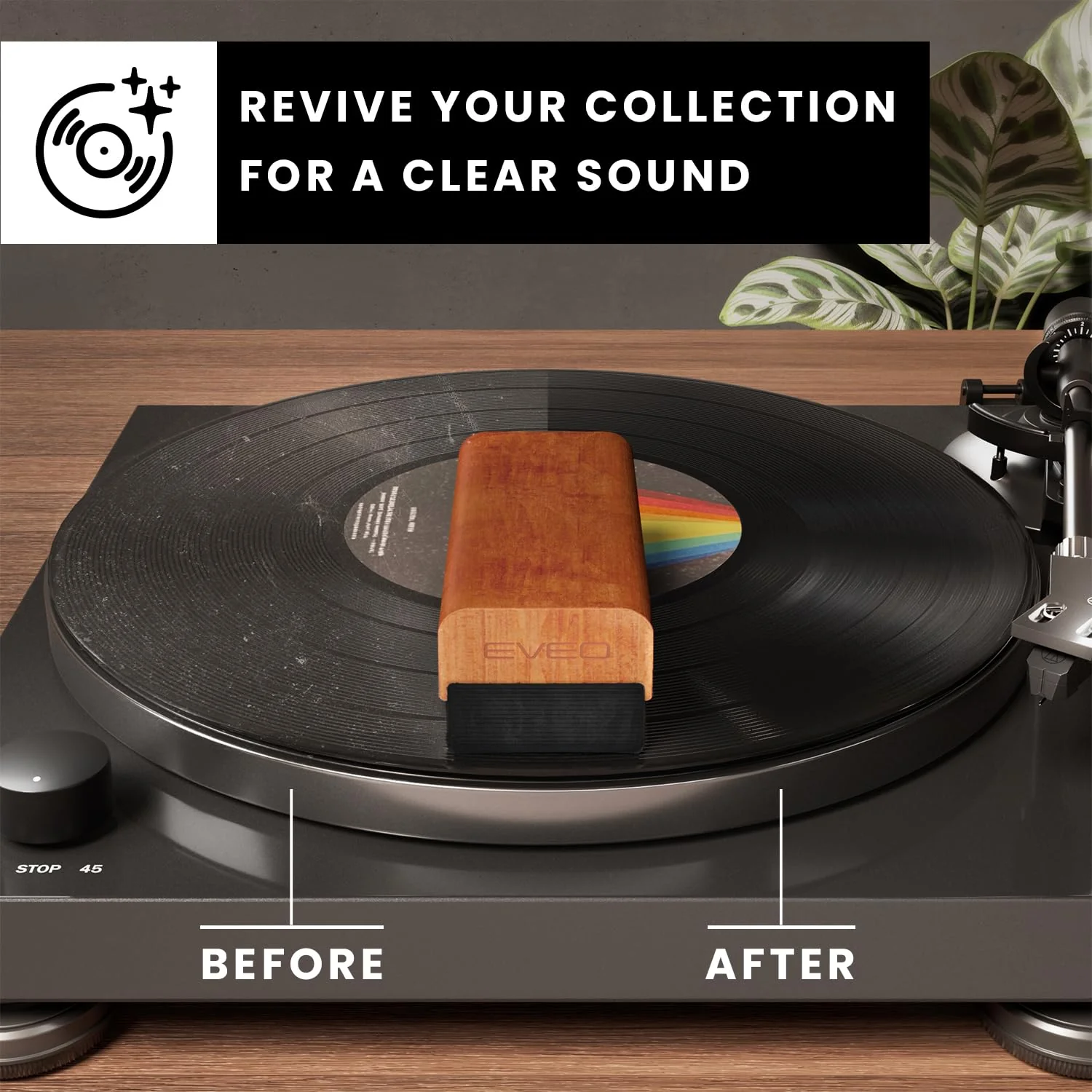 EVEO Vinyl Record Cleaning Kit - 4in1 Vinyl Record Cleaner Kit for Vinyl Records Albums. Vinyl Cleaner Includes XL Record Brush, Cleaning Liquid (4oz), Duster & Stylus Cleaning Gel - Archival Standard - Image 2