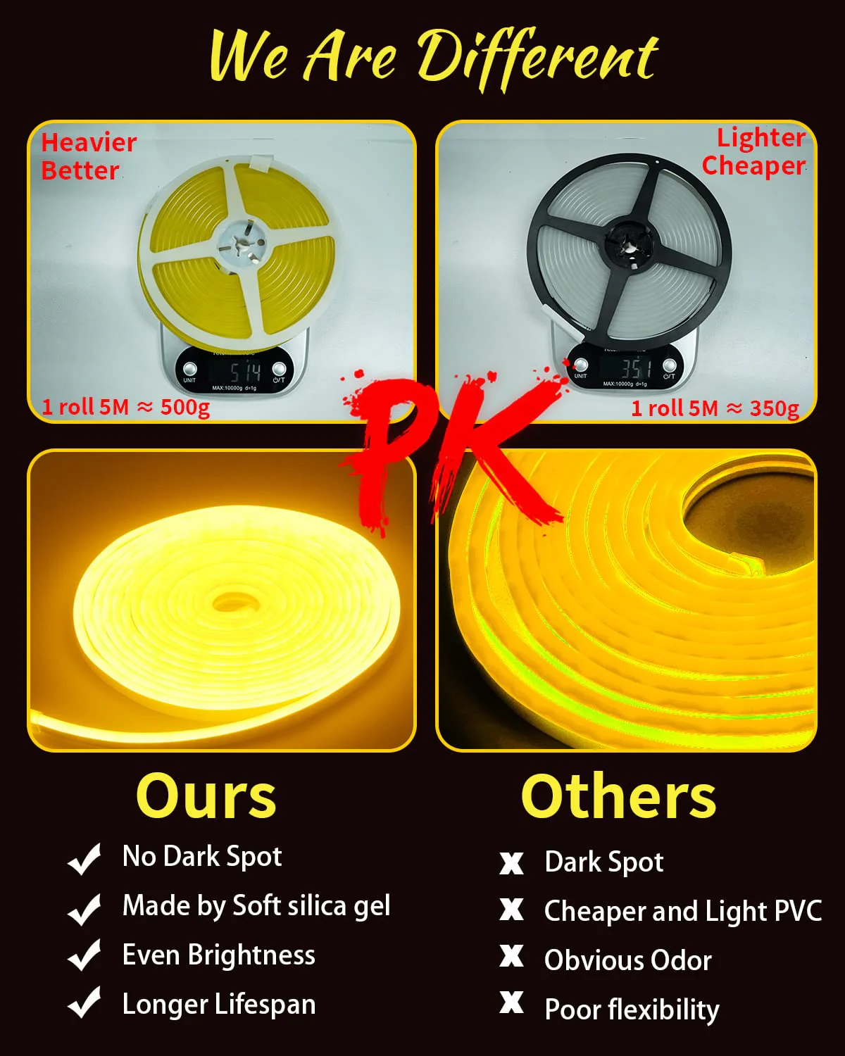 EverBright Pink Led Neon Strip Lights 12V Indoor Outdoor Rope Silicone 16.4Ft 600SMD Waterproof Flexible for Signboard Kitchen Bedroom Bar Home Building Party Events Decoration(No Power Adapter) - Image 2