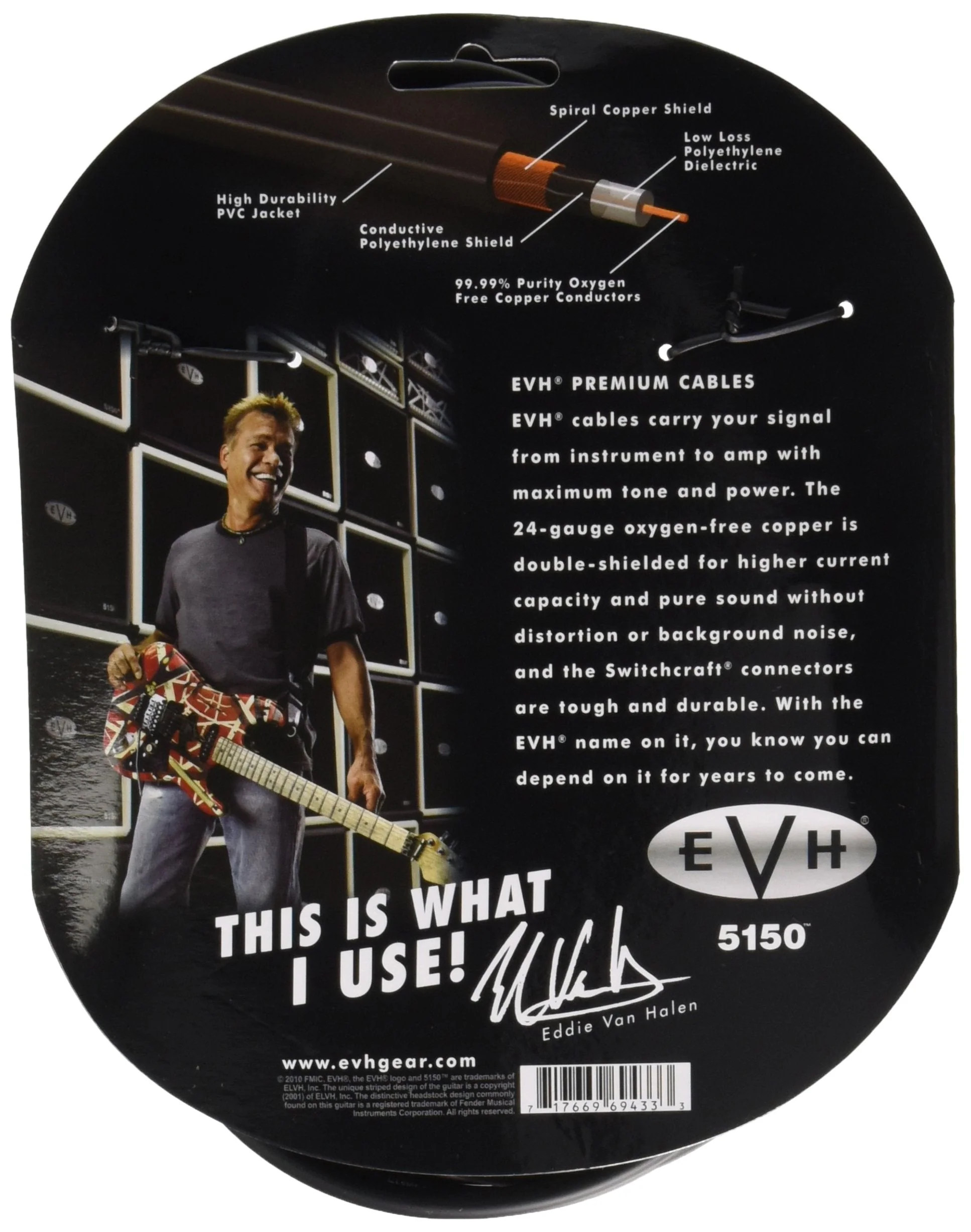 EVH Premium 14-Feet Oxygen Free Copper Instrument Cable with Two Straight-End Switchcraft Plugs - Image 3