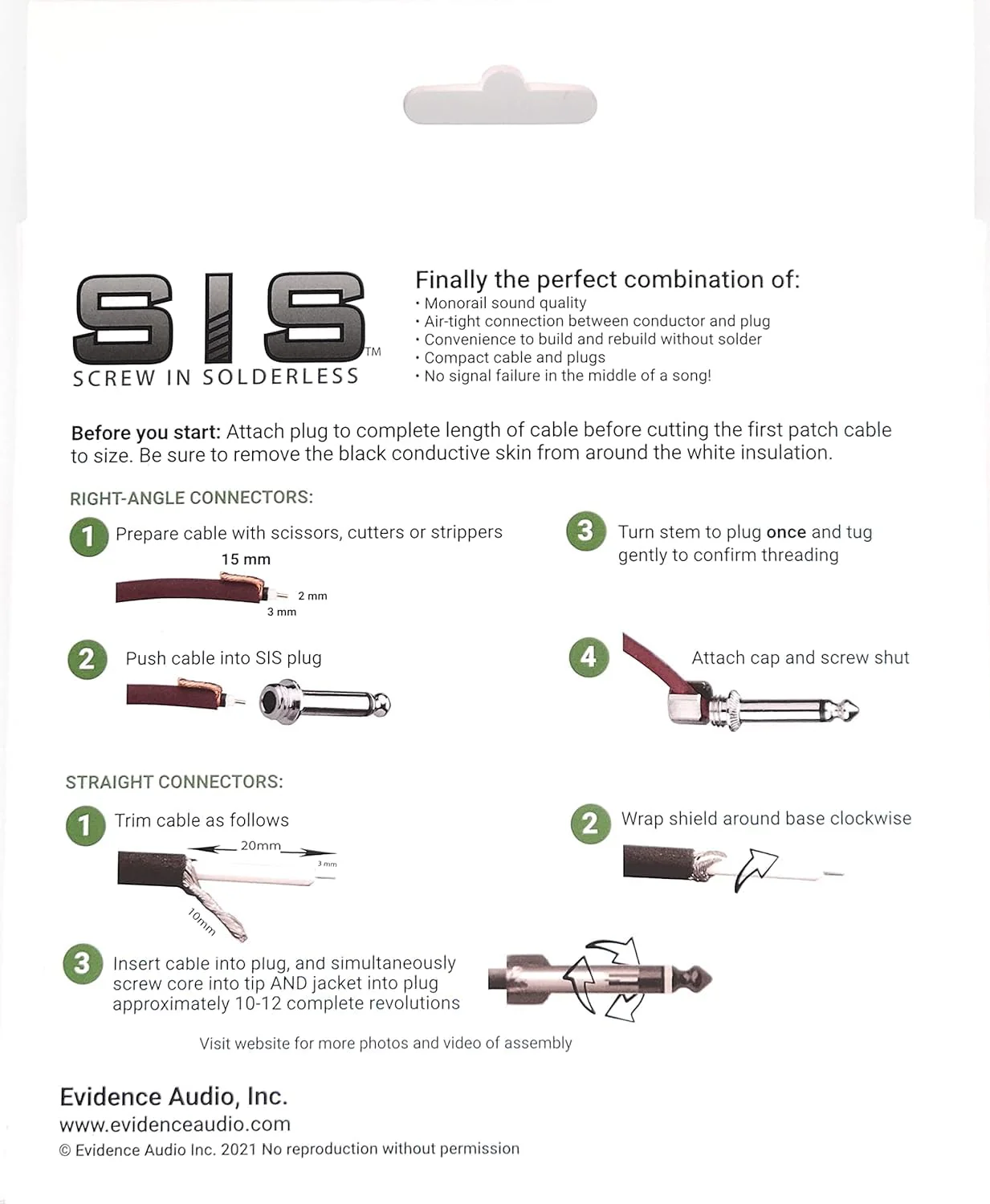 Evidence Audio Monorail SIS DIY Solderless Guitar Patch Cable Kit - 8 Angled SIS Plugs and 5 feet Burgundy Cable 5 Feet Burgundy Cable + 8 Angled Plugs - Image 7