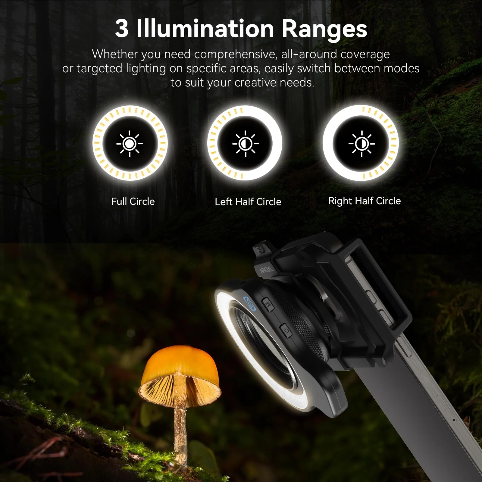 Evil eye 37mm+52mm Thread Macro Lens Fill Light, Portable Phone Lens Ring Light with High Power 32 LED/CRI 95+/ 45 Light Modes, Lens Attachments for All 37mm+52mm Phone Lens/Filter/Camera Lens - Image 4