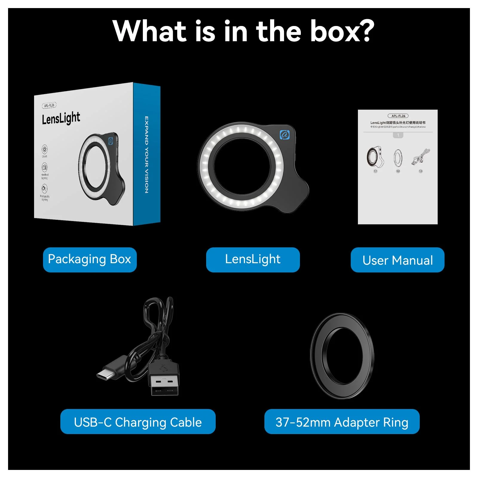 Evil eye 37mm+52mm Thread Macro Lens Fill Light, Portable Phone Lens Ring Light with High Power 32 LED/CRI 95+/ 45 Light Modes, Lens Attachments for All 37mm+52mm Phone Lens/Filter/Camera Lens - Image 7
